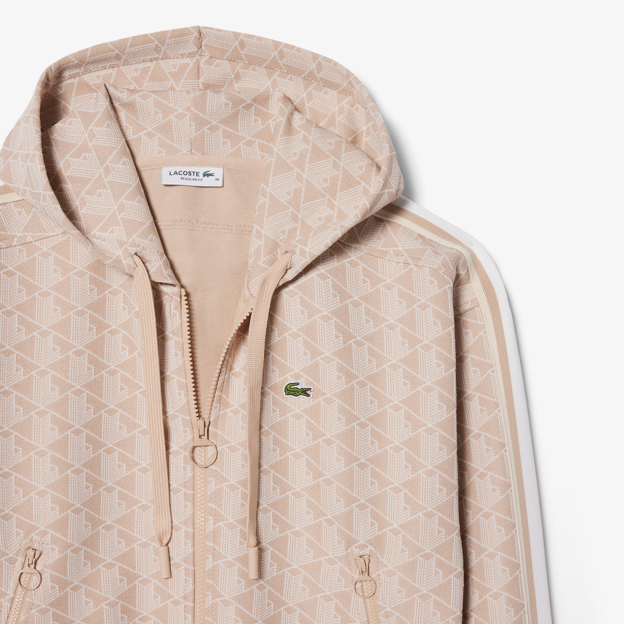 Áo Hoodie Lacoste Nữ Hoạ Tiết Monogram Chất Liệu Jacquard
