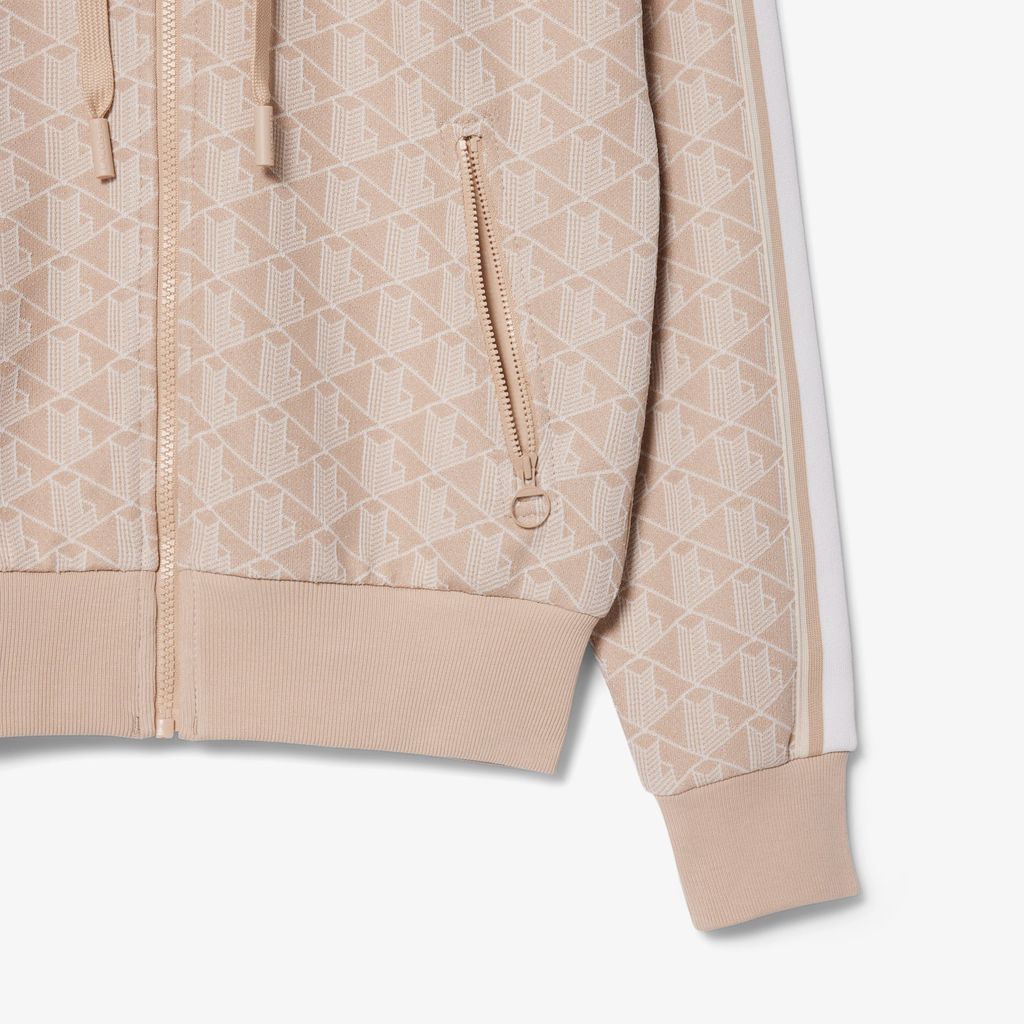 Áo Hoodie Lacoste Nữ Hoạ Tiết Monogram Chất Liệu Jacquard