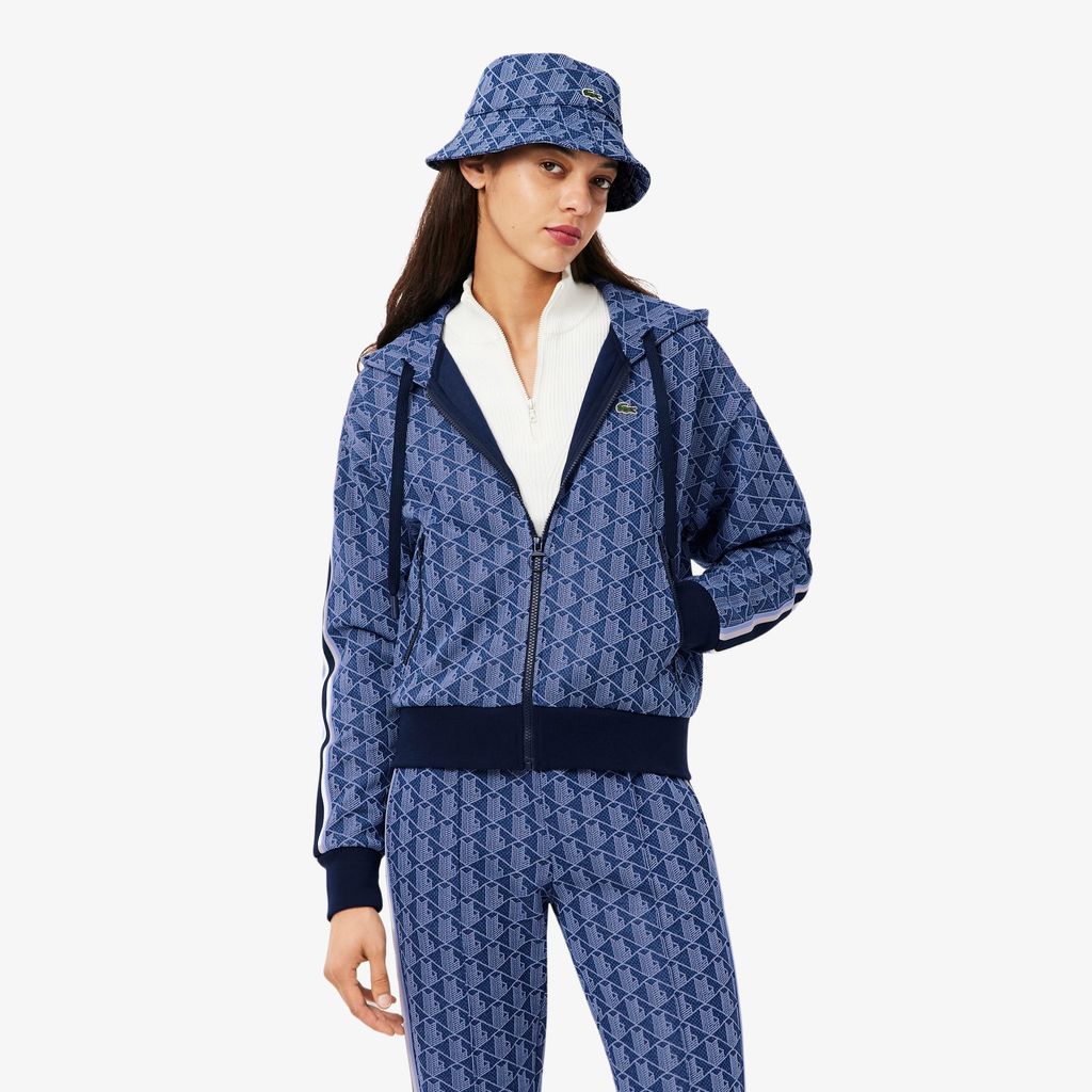 Áo Hoodie Lacoste Nữ Hoạ Tiết Monogram Chất Liệu Jacquard