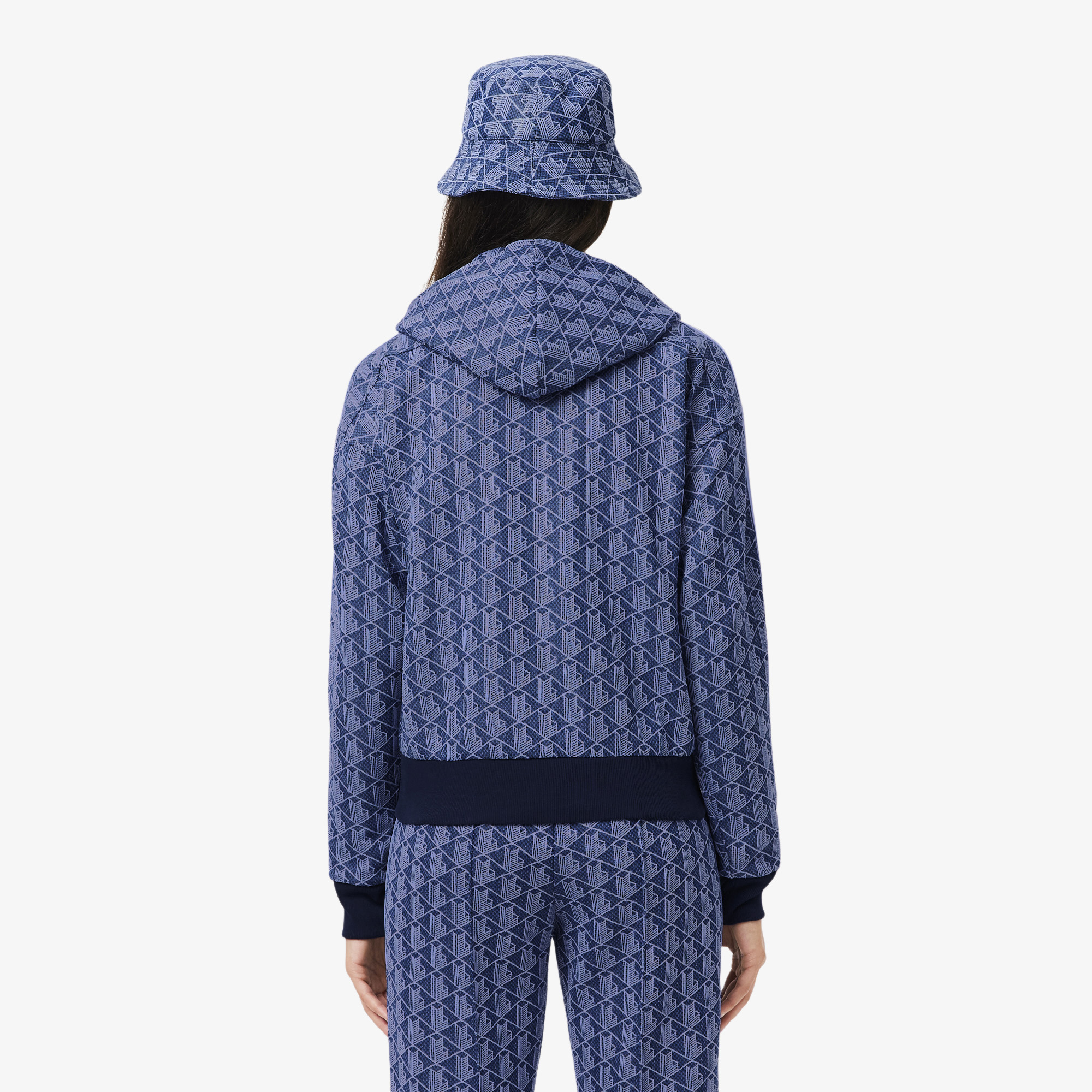 Áo Hoodie Lacoste Nữ Hoạ Tiết Monogram Chất Liệu Jacquard