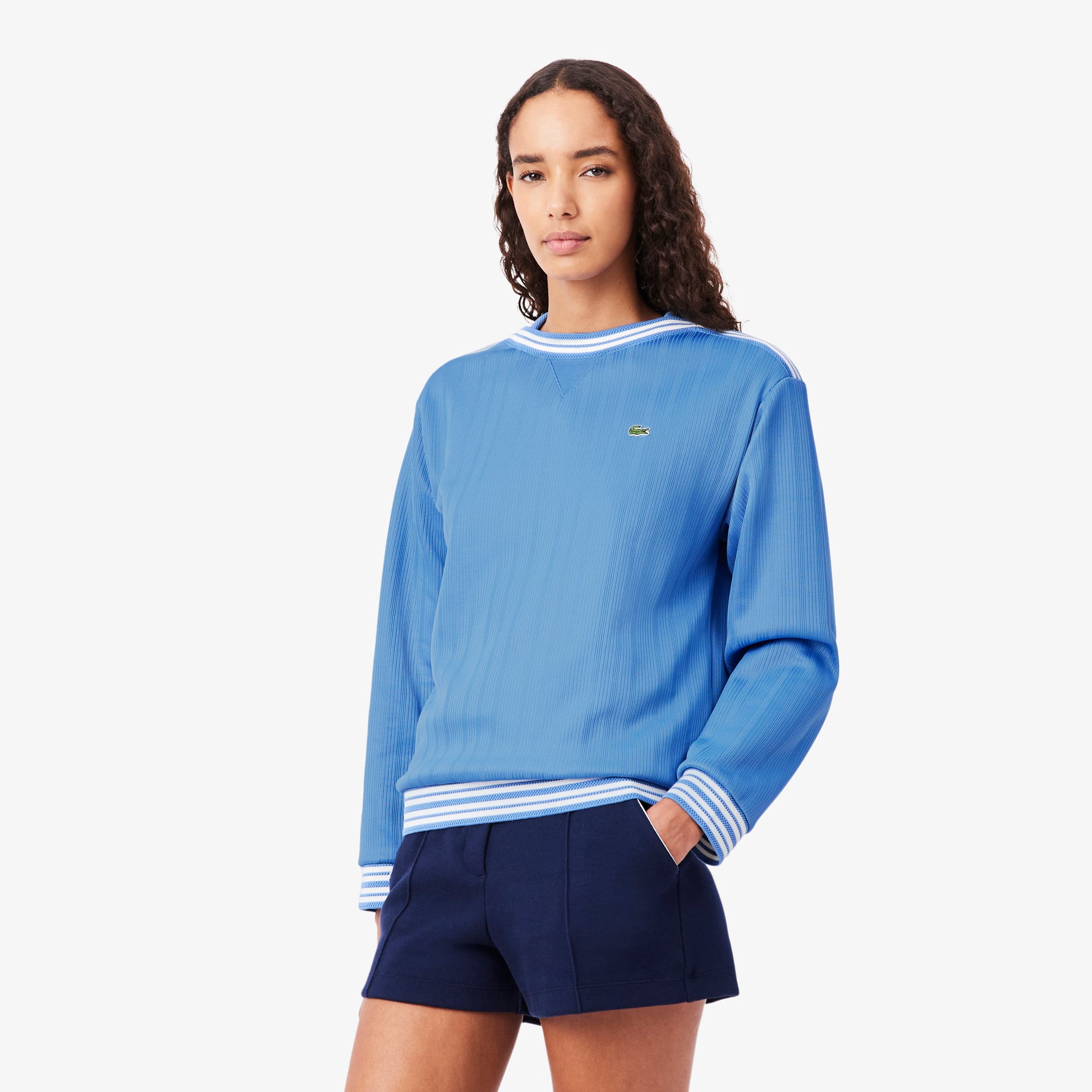 Áo Nỉ Lacoste Nữ Dáng Suông Cổ Thuyền Sản Xuất Tại Pháp