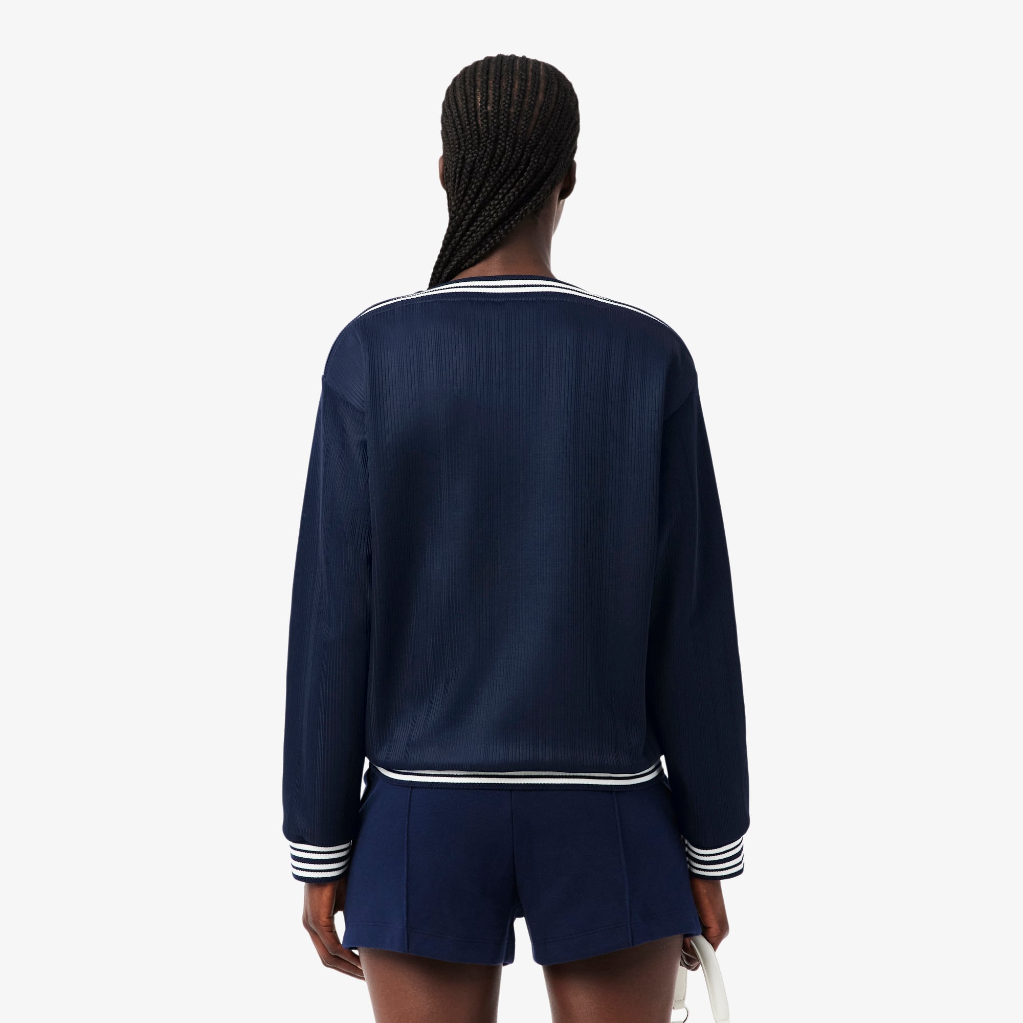 Áo Nỉ Lacoste Nữ Dáng Suông Cổ Thuyền Sản Xuất Tại Pháp