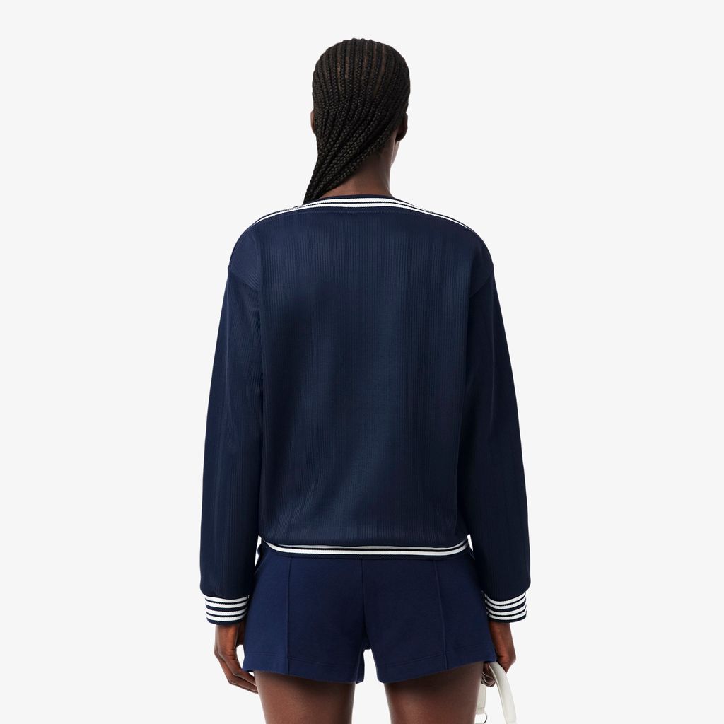 Áo Nỉ Lacoste Nữ Dáng Suông Cổ Thuyền Sản Xuất Tại Pháp
