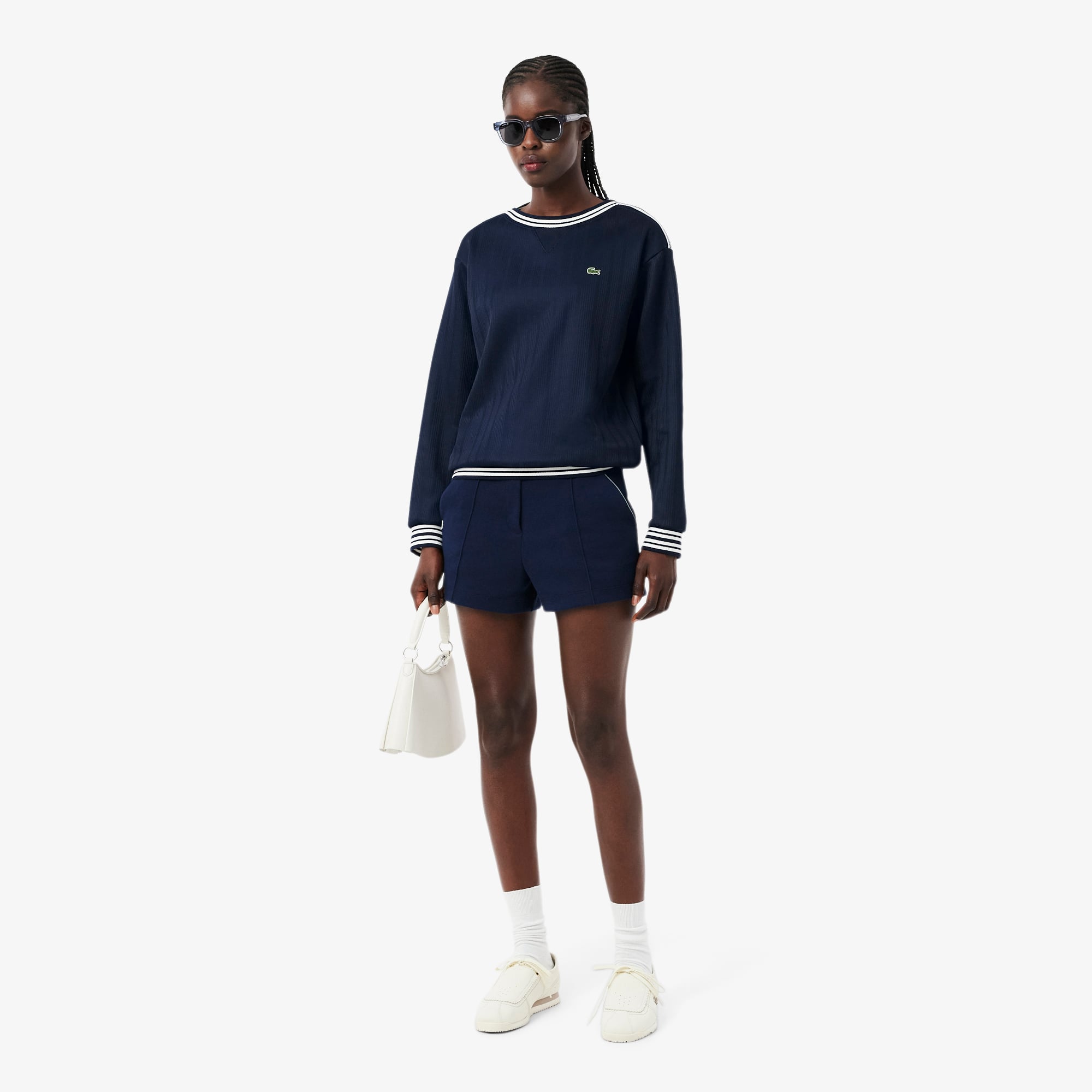 Áo Nỉ Lacoste Nữ Dáng Suông Cổ Thuyền Sản Xuất Tại Pháp
