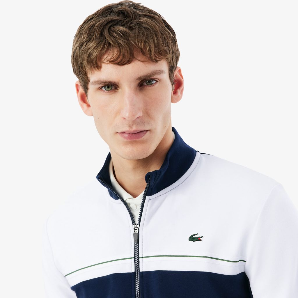 Áo Nỉ Thể Thao Lacoste Nam Dáng Oversize Có Khóa Kéo Họa Tiết Color-Block