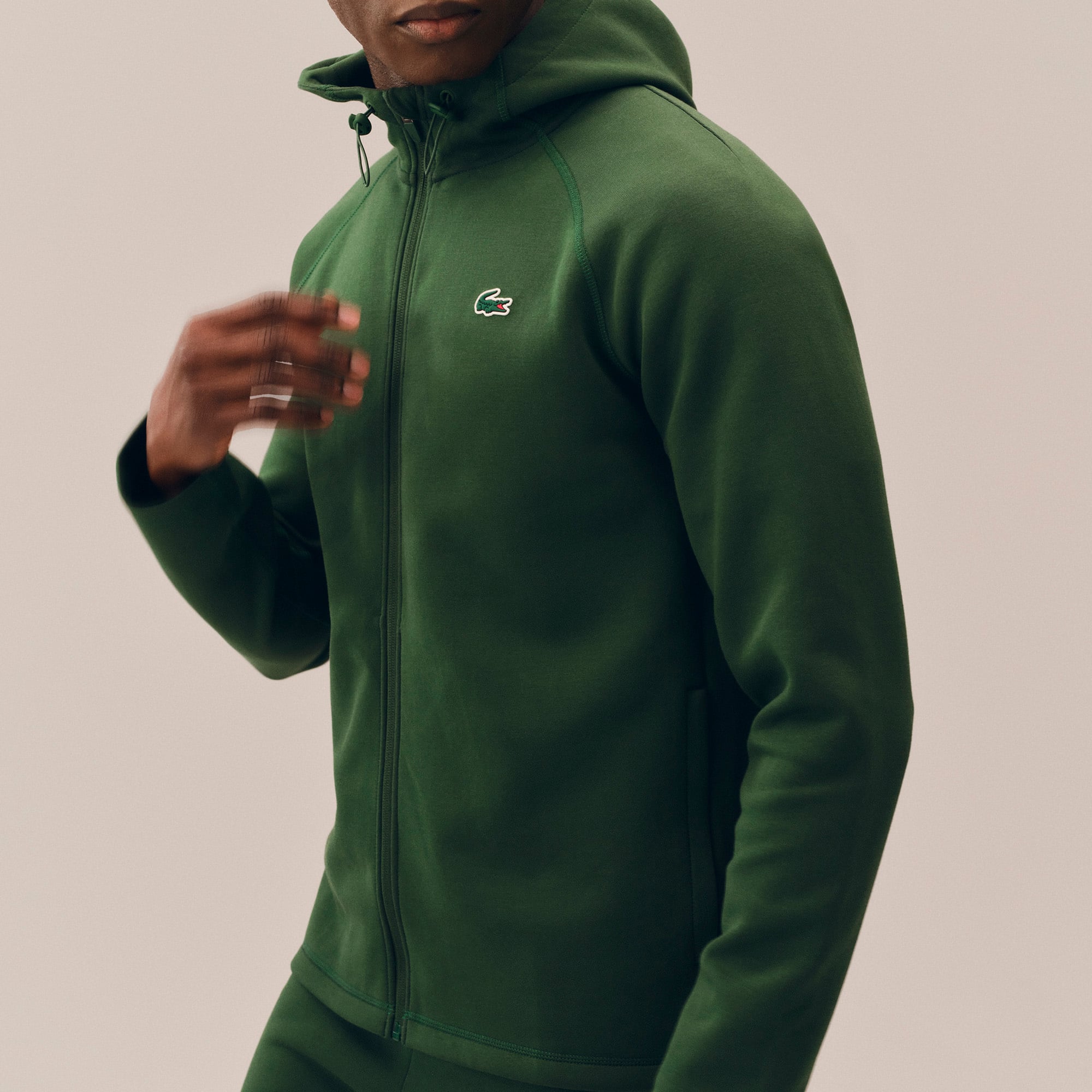 Áo Hoodie Thể Thao Lacoste Nam Dáng Rộng Co Giãn Có Khóa Kéo