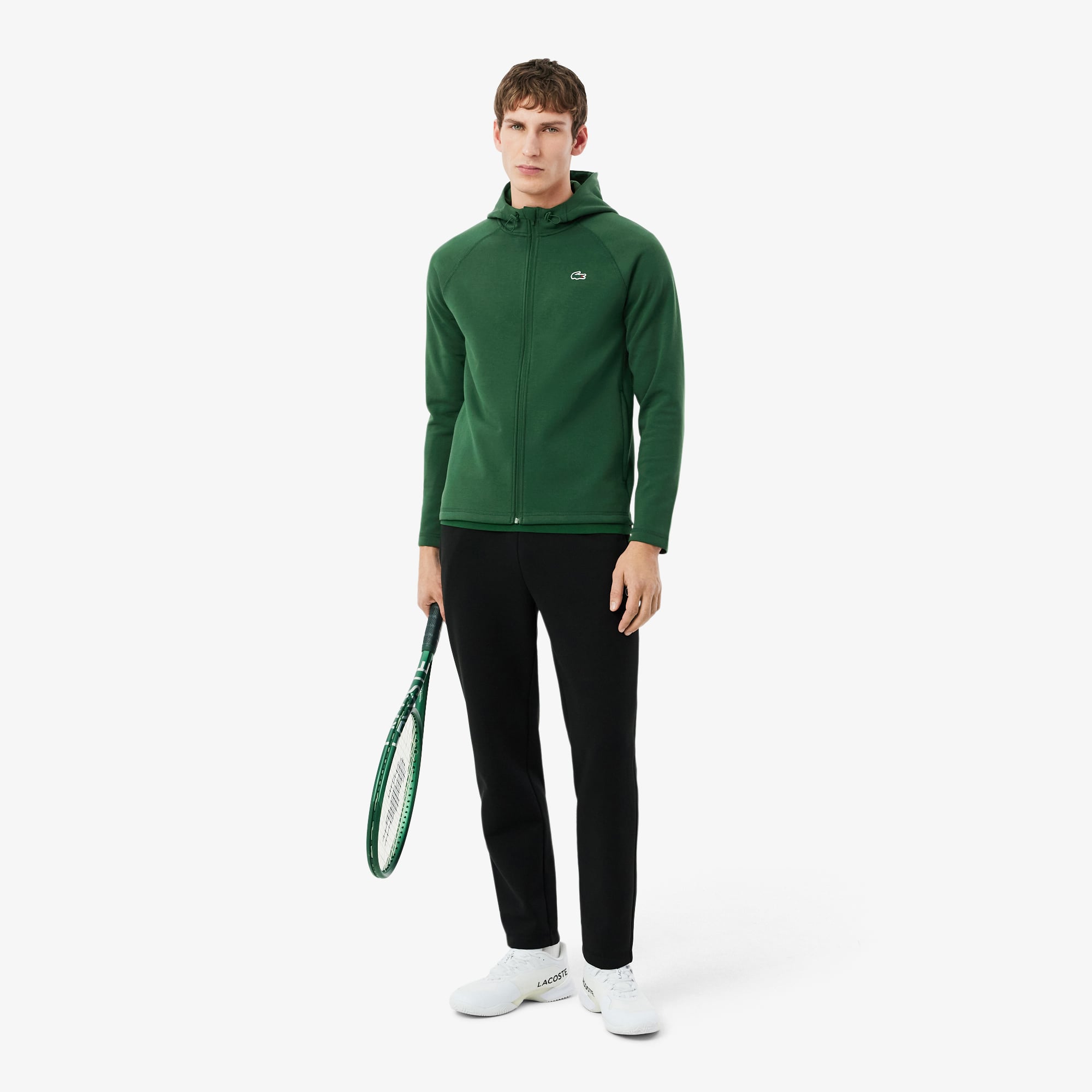Áo Hoodie Thể Thao Lacoste Nam Dáng Rộng Co Giãn Có Khóa Kéo