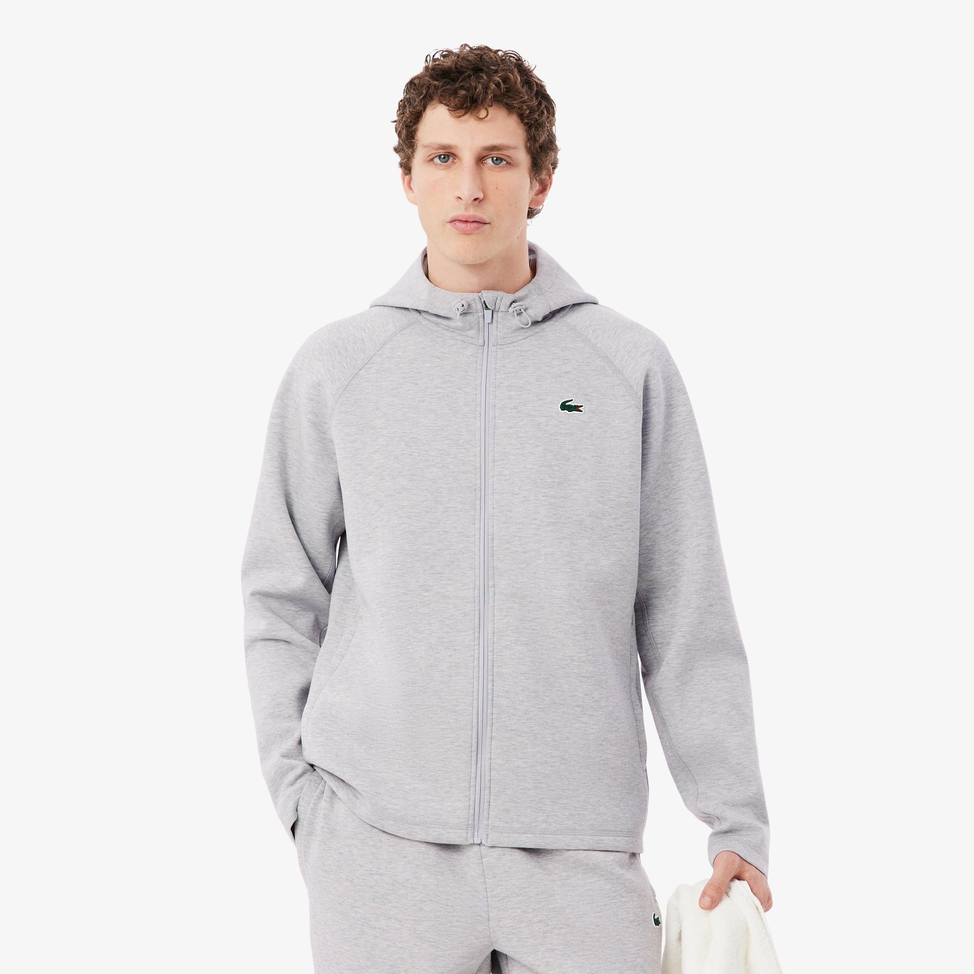 Áo Hoodie Thể Thao Lacoste Nam Dáng Rộng Co Giãn Có Khóa Kéo