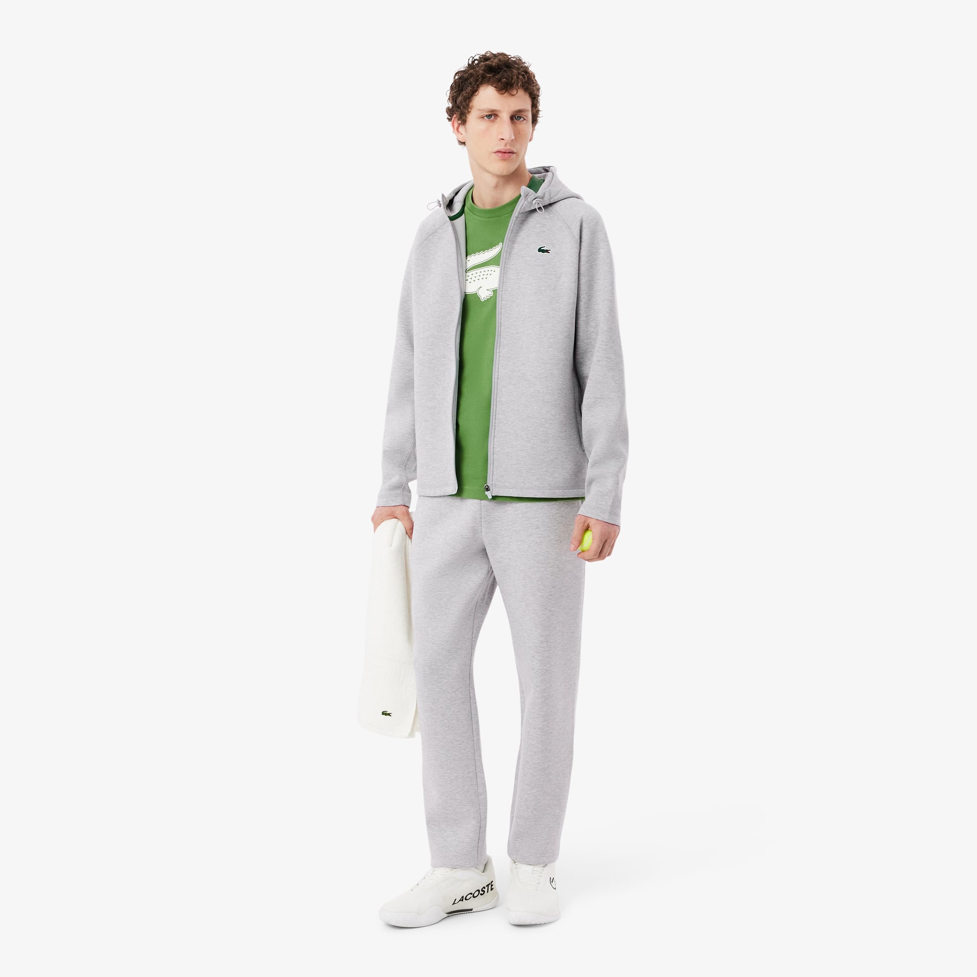 Áo Hoodie Thể Thao Lacoste Nam Dáng Rộng Co Giãn Có Khóa Kéo