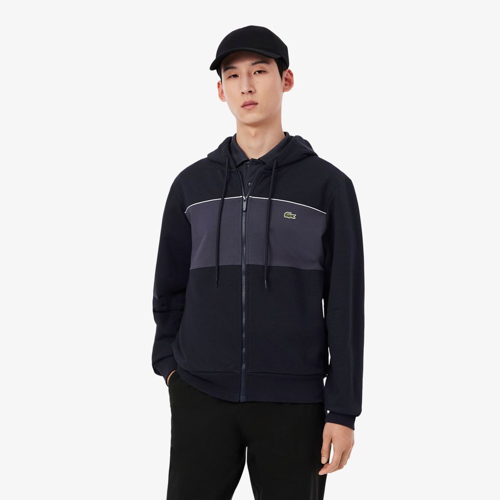 Áo Hoodie Lacoste Nam Dáng Cổ Điển Có Khóa Kéo Họa Tiết Color-Block