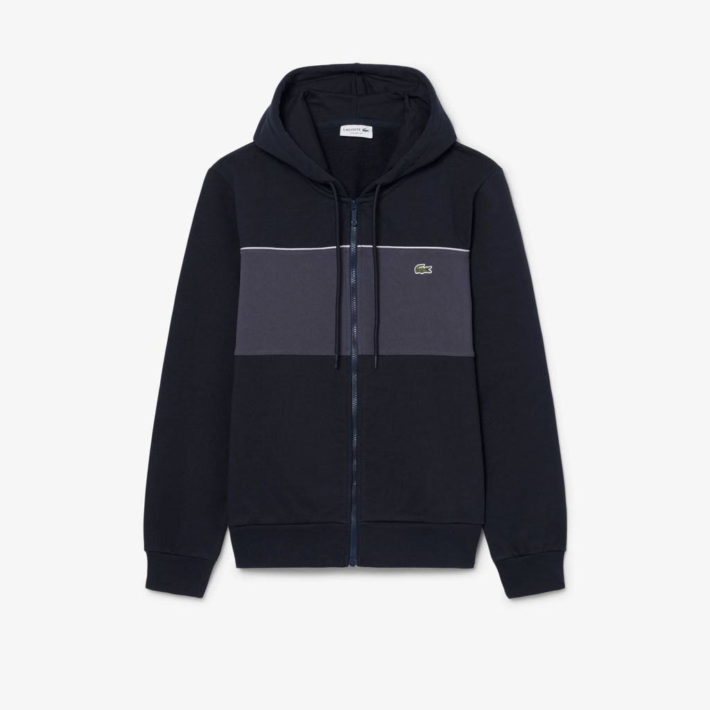 Áo Hoodie Lacoste Nam Dáng Cổ Điển Có Khóa Kéo Họa Tiết Color-Block