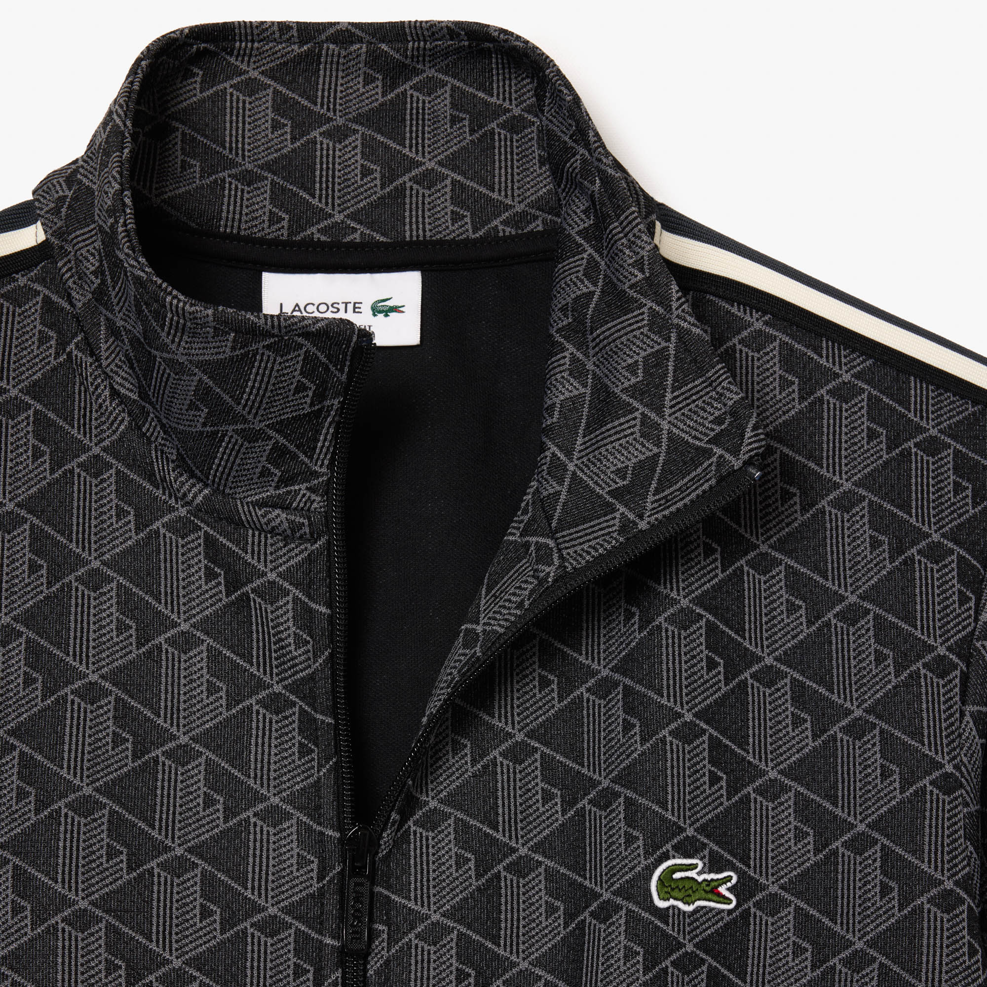 Áo Nỉ Lacoste Nam Paris Có Khóa Kéo Chất Liệu Jacquard