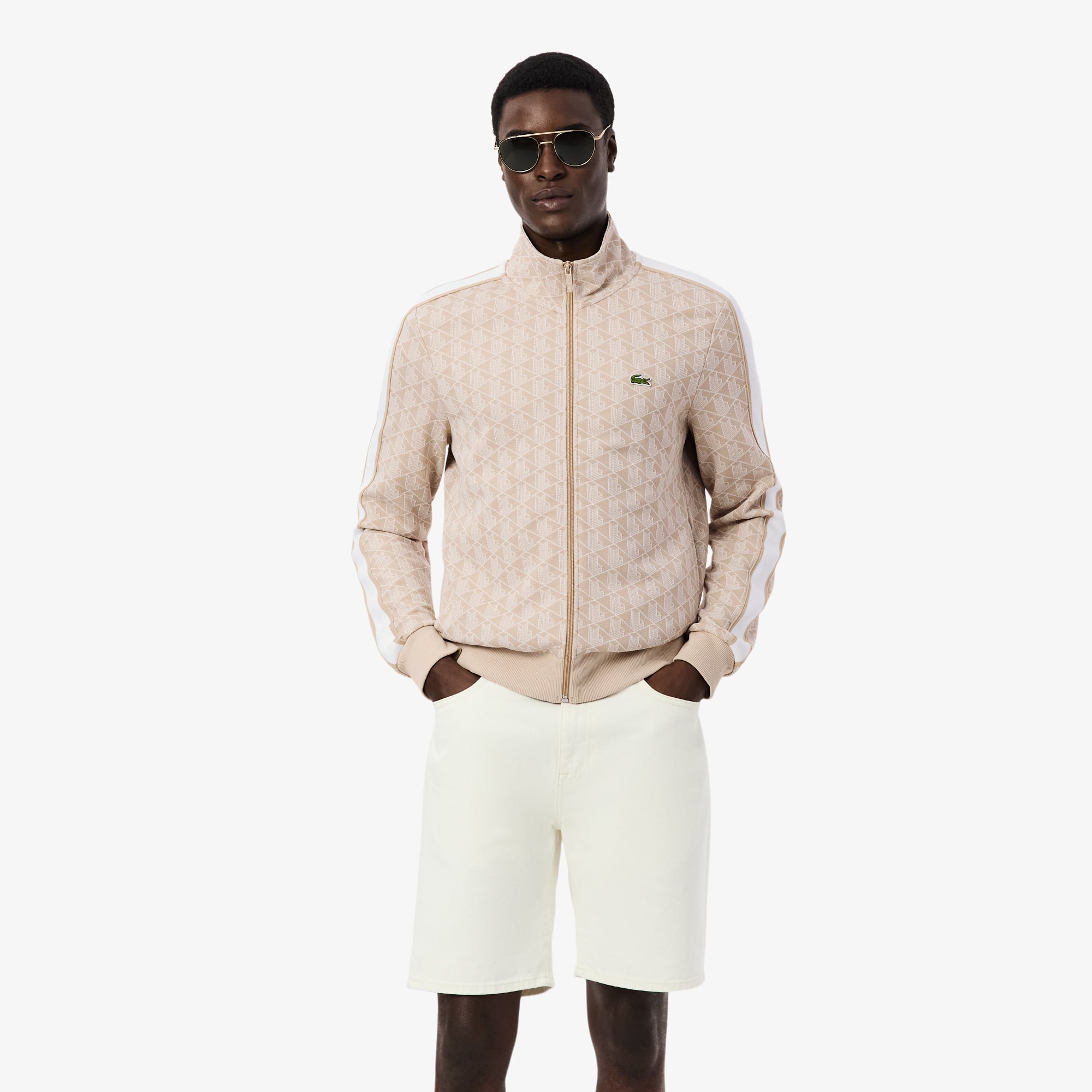 Áo Nỉ Lacoste Nam Paris Có Khóa Kéo Chất Liệu Jacquard
