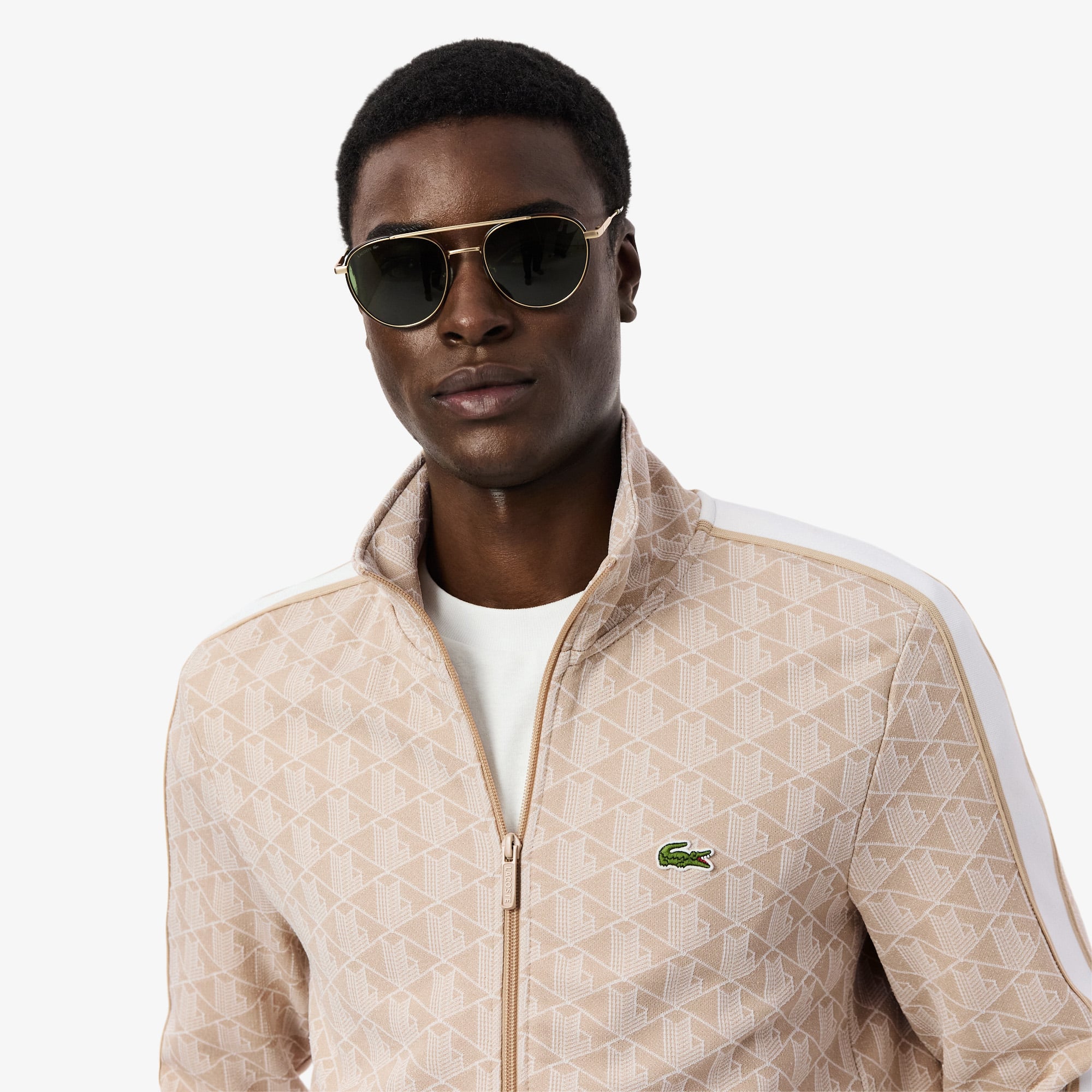 Áo Nỉ Lacoste Nam Paris Có Khóa Kéo Chất Liệu Jacquard