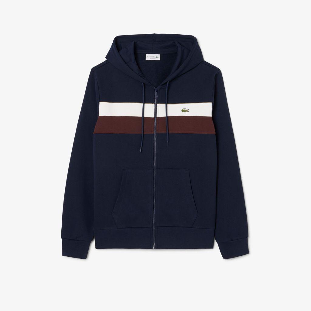 Áo Hoodie Lacoste Nam Dáng Cổ Điển Có Khóa Kéo Họa Tiết Colour-Block