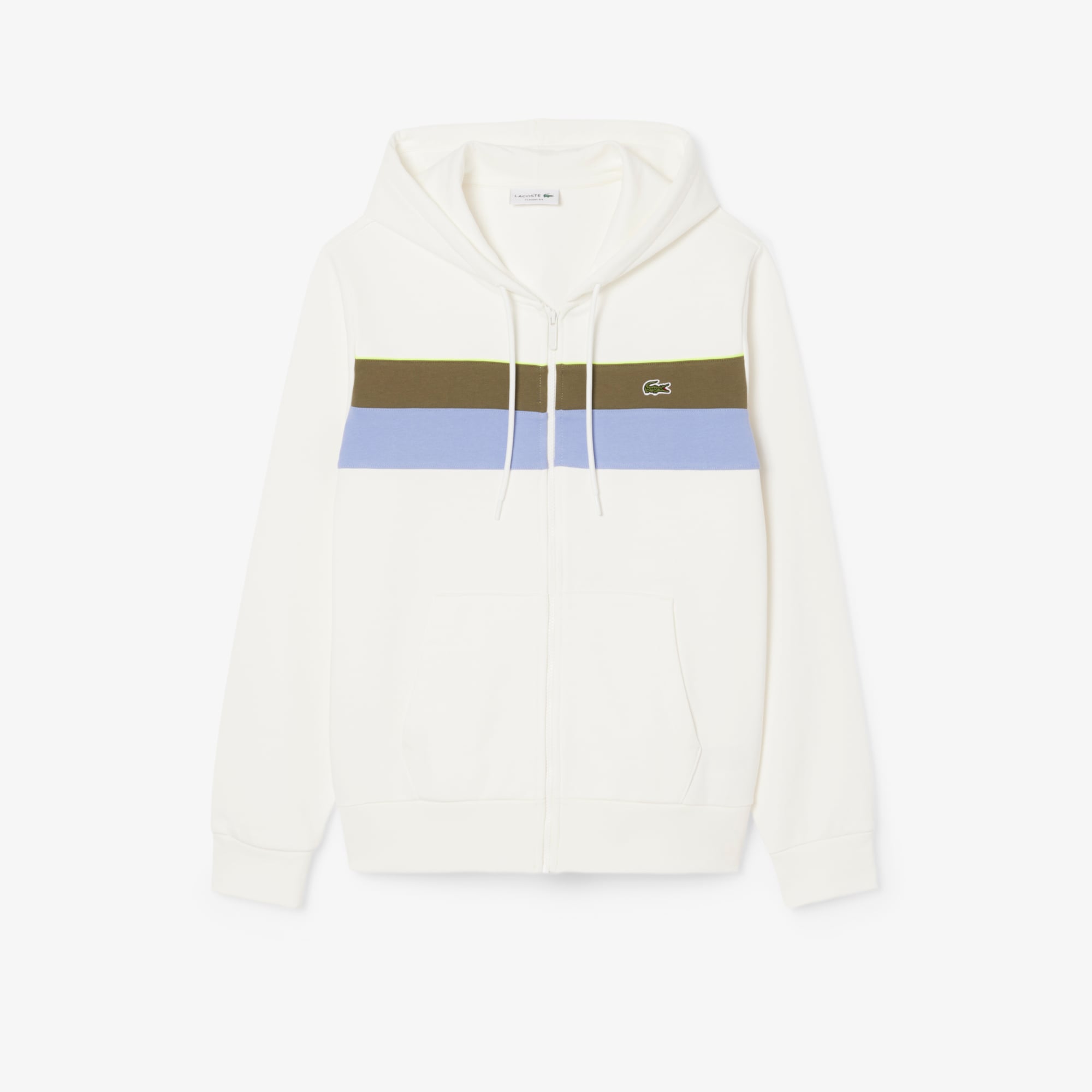 Áo Hoodie Lacoste Nam Dáng Cổ Điển Có Khóa Kéo Họa Tiết Colour-Block