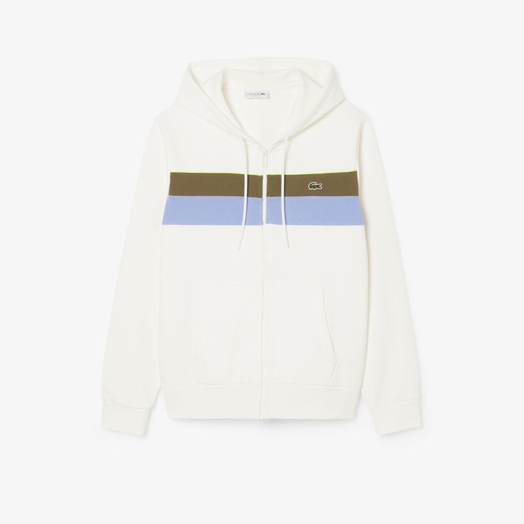 Áo Hoodie Lacoste Nam Dáng Cổ Điển Có Khóa Kéo Họa Tiết Colour-Block