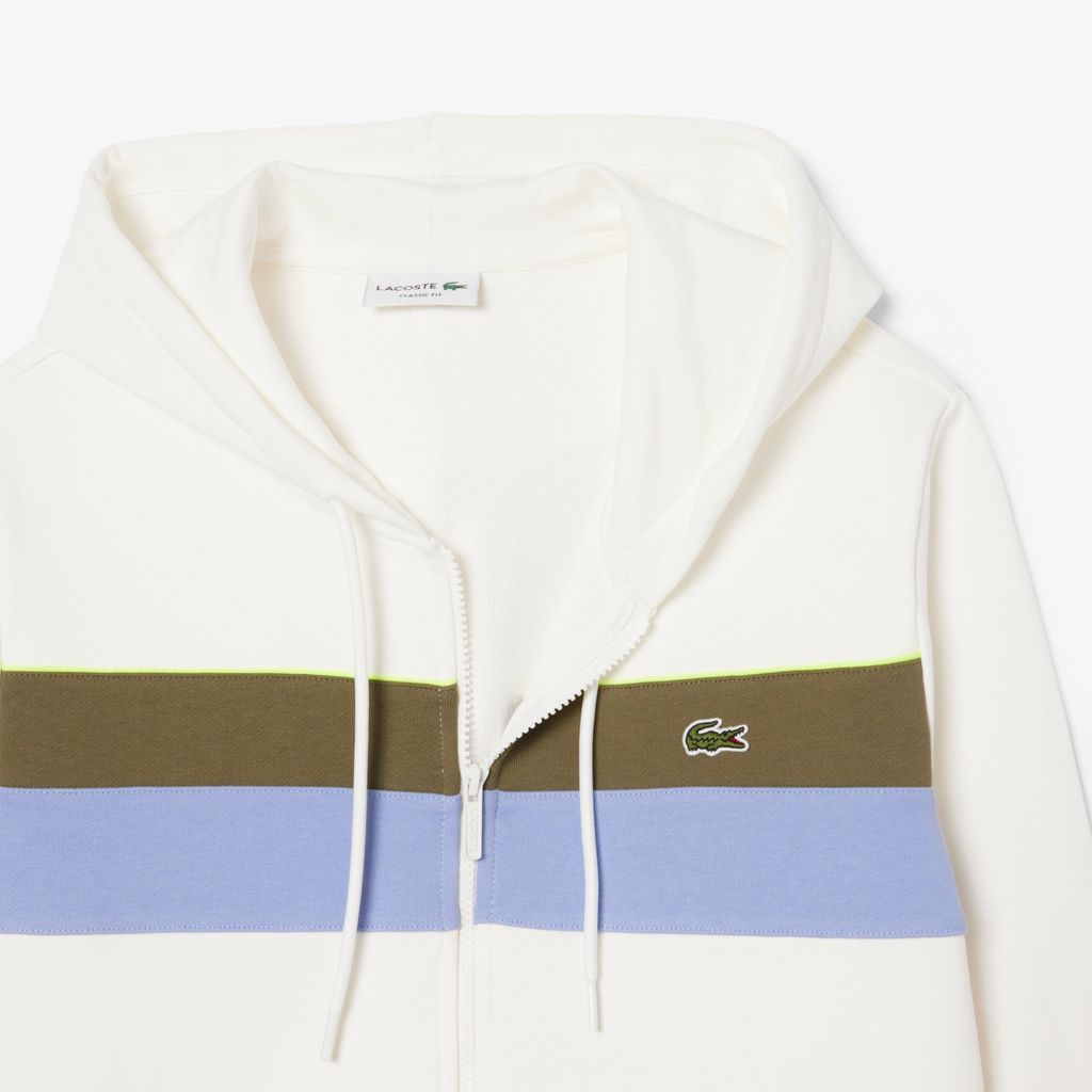 Áo Hoodie Lacoste Nam Dáng Cổ Điển Có Khóa Kéo Họa Tiết Colour-Block
