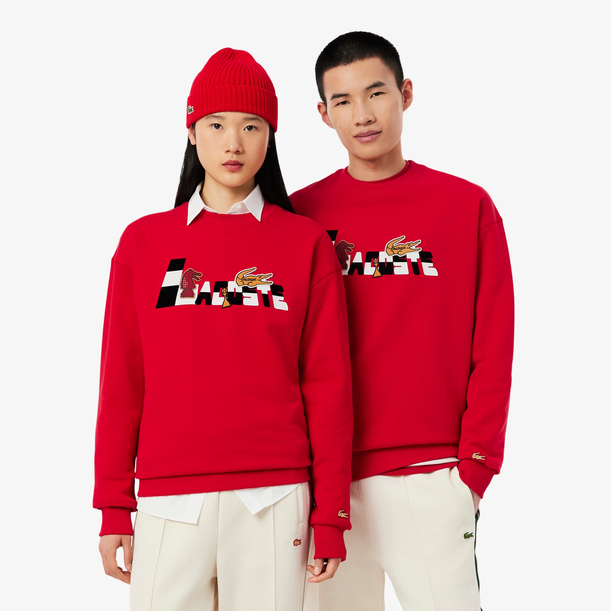 Áo Nỉ Lacoste Unisex Dáng Rộng Tết Nguyên Đán Chất Liệu Len