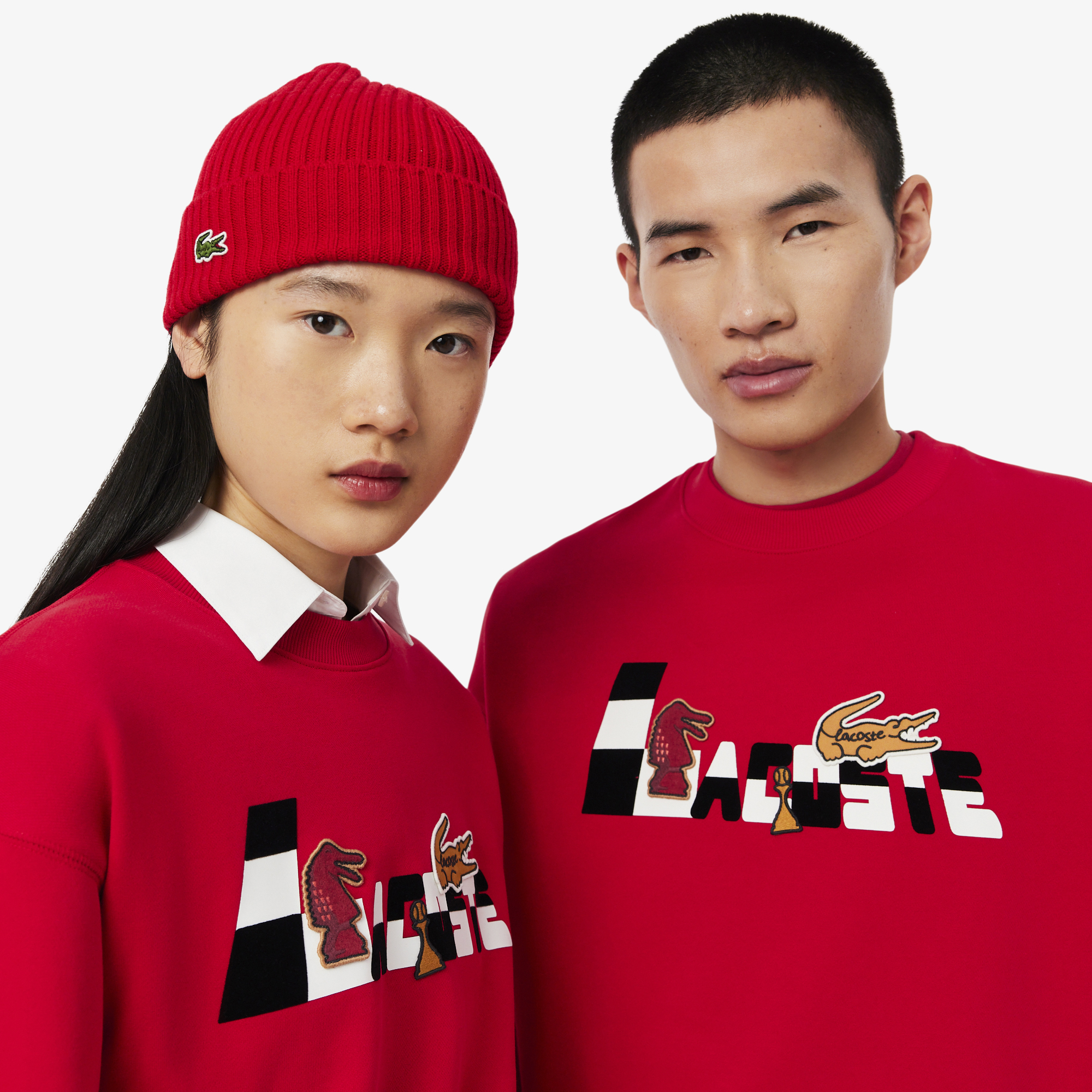 Áo Nỉ Lacoste Unisex Dáng Rộng Tết Nguyên Đán Chất Liệu Len