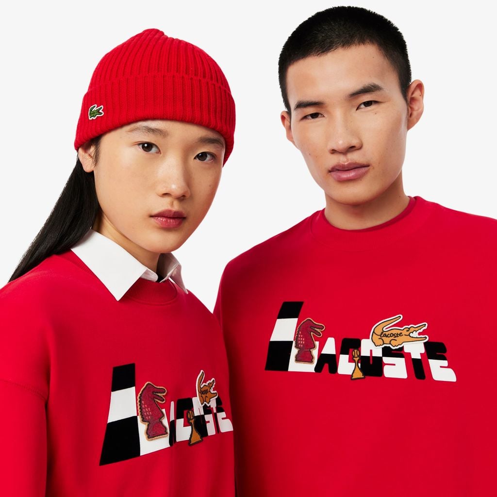 Áo Nỉ Lacoste Unisex Dáng Rộng Tết Nguyên Đán Chất Liệu Len