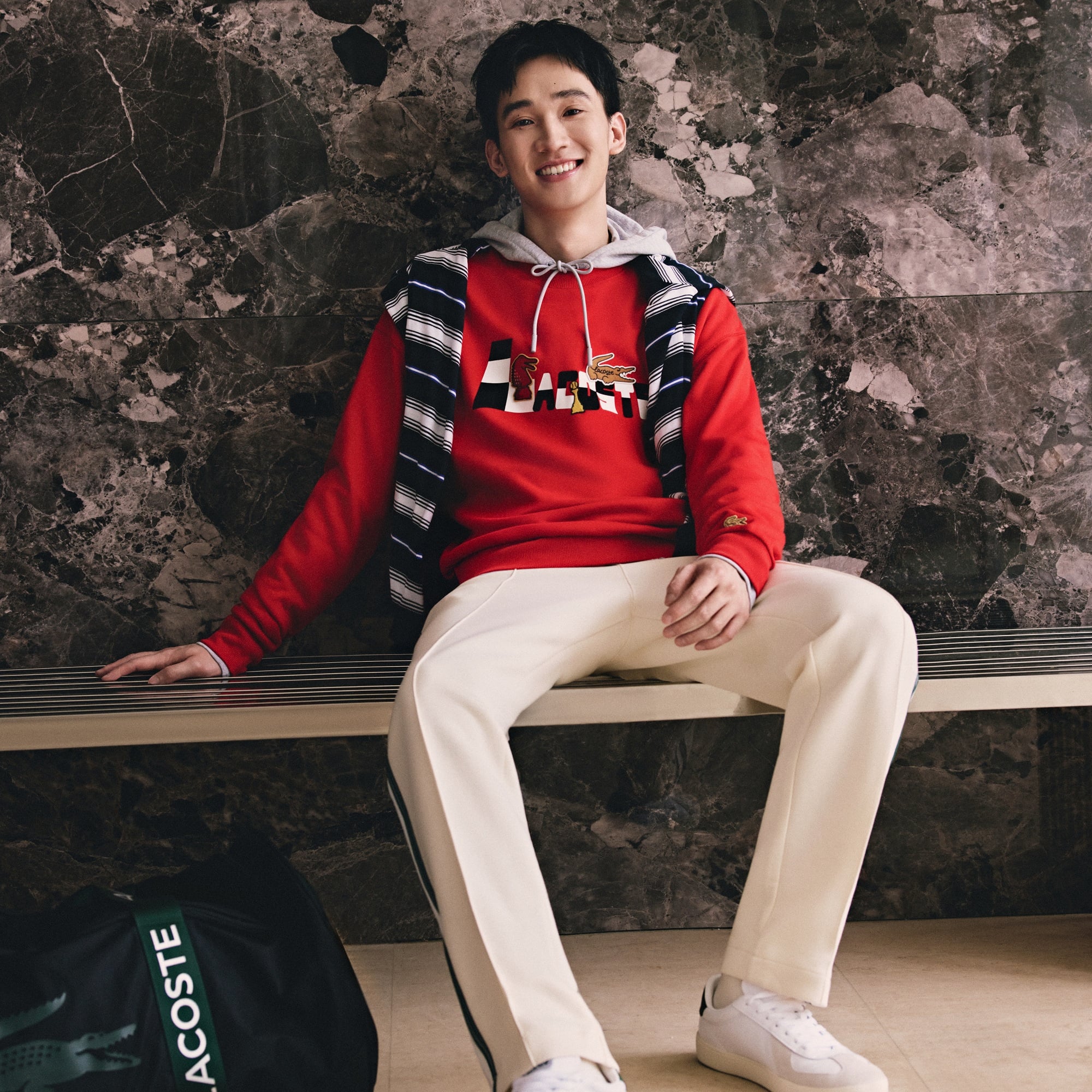 Áo Nỉ Lacoste Unisex Dáng Rộng Tết Nguyên Đán Chất Liệu Len