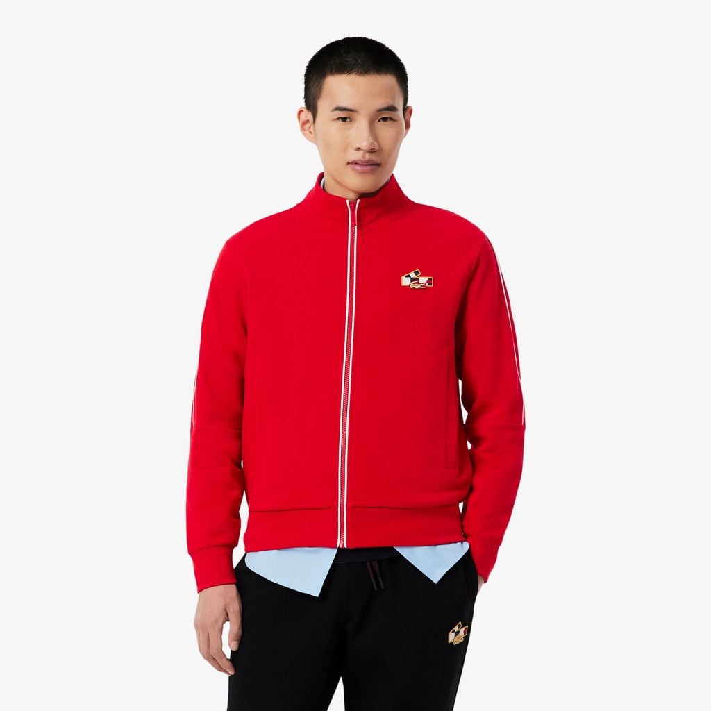 Áo Nỉ Lacoste Nam Dáng Suông Tết Nguyên Đán Có Khóa Kéo Chất Liệu Cotton