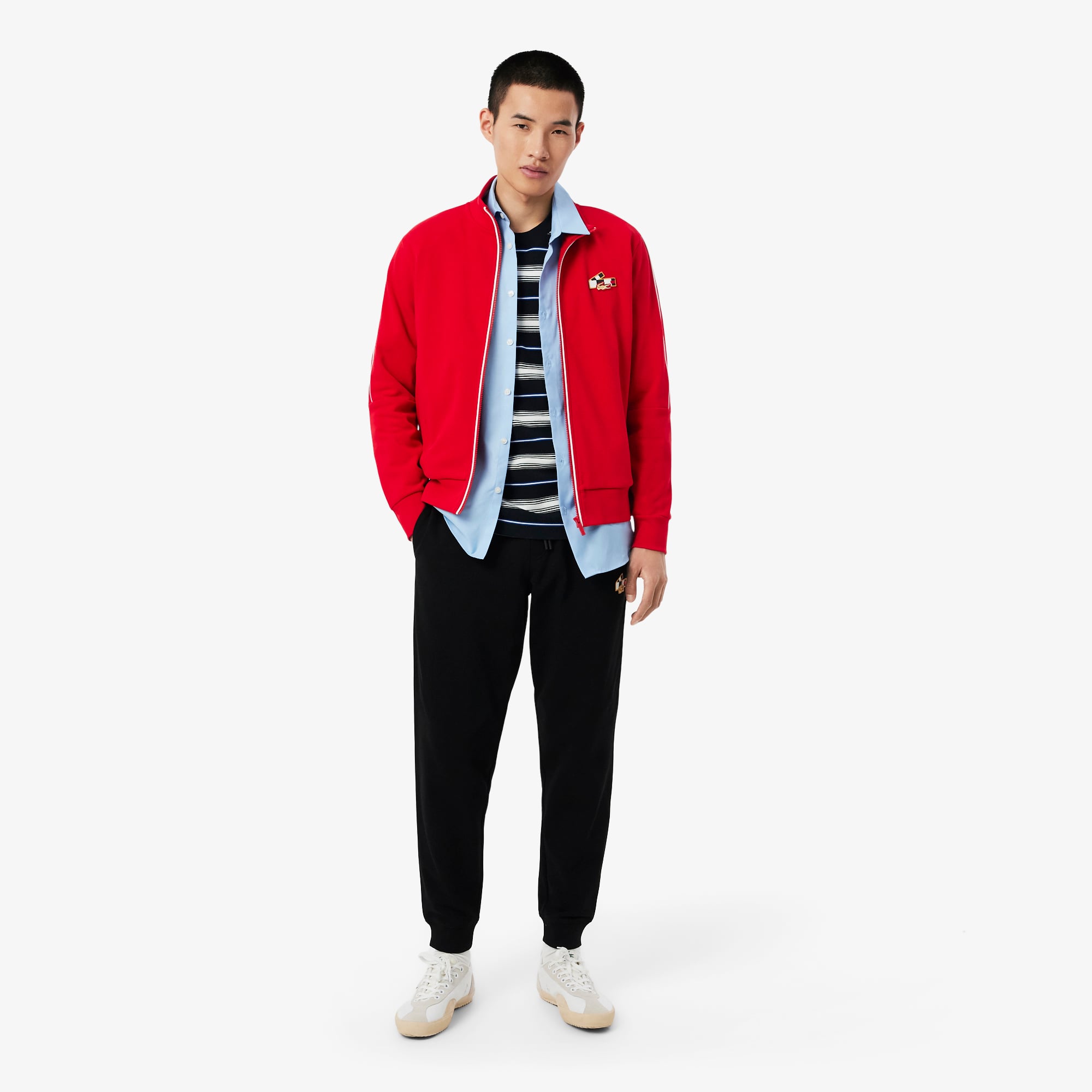 Áo Nỉ Lacoste Nam Dáng Suông Tết Nguyên Đán Có Khóa Kéo Chất Liệu Cotton