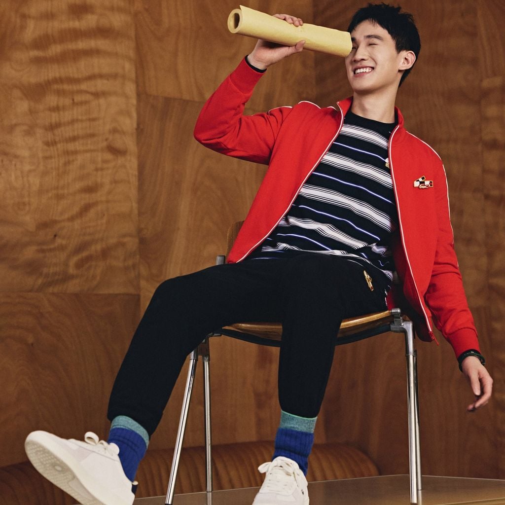 Áo Nỉ Lacoste Nam Dáng Suông Tết Nguyên Đán Có Khóa Kéo Chất Liệu Cotton