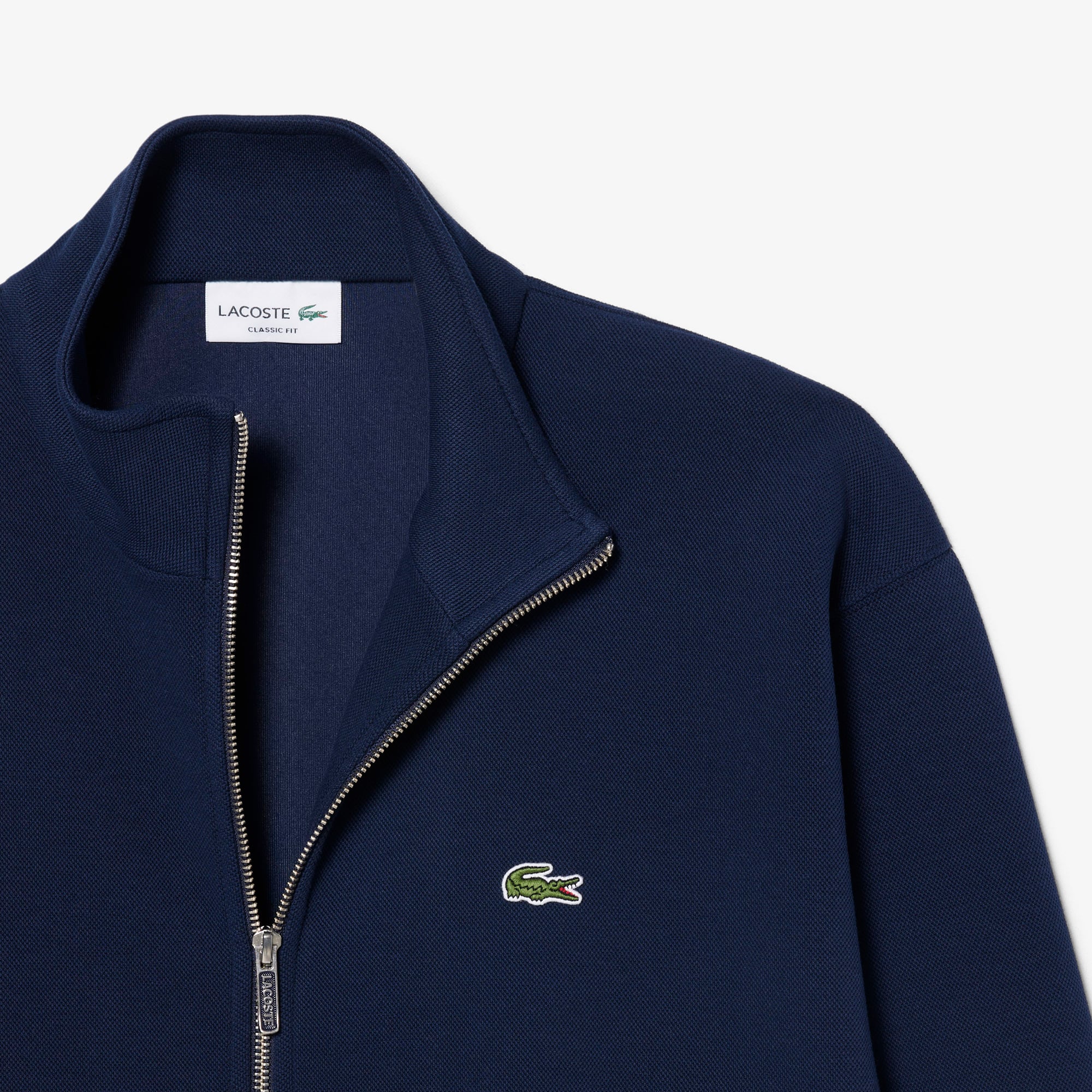 Áo Nỉ Lacoste Nam Chất Liệu Piqué Hai Mặt Có Khóa Kéo