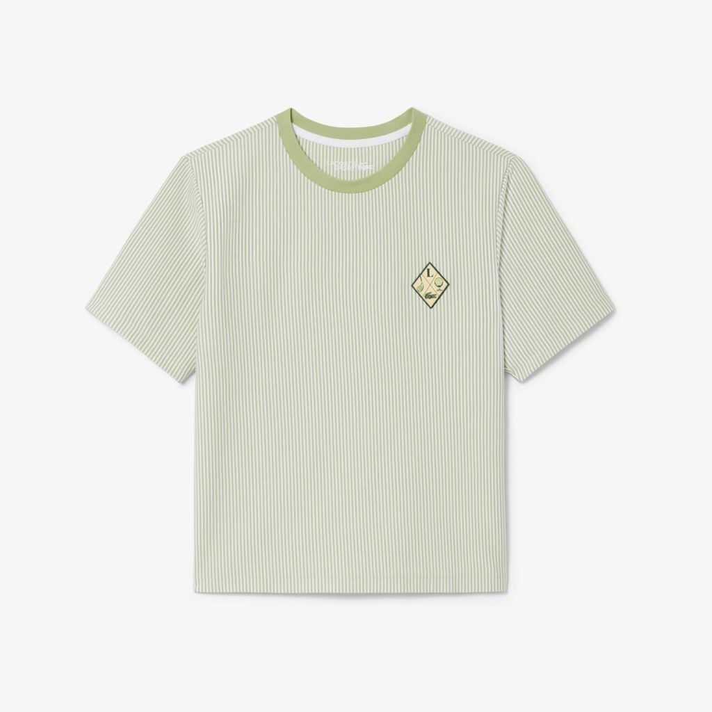 Áo Thun Golf Lacoste Nữ Dáng Suông Kẻ Sọc Công Nghệ Thoáng Khí