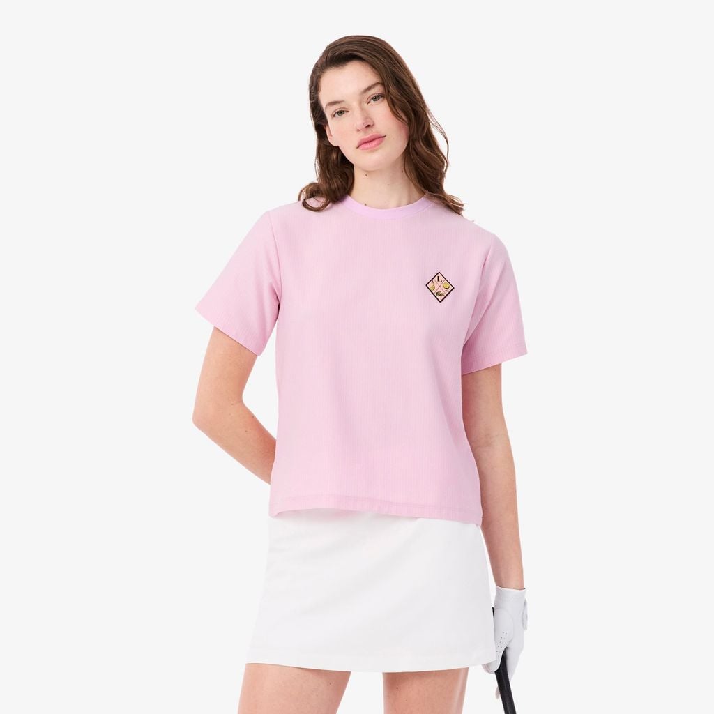 Áo Thun Golf Lacoste Nữ Dáng Suông Kẻ Sọc Công Nghệ Thoáng Khí