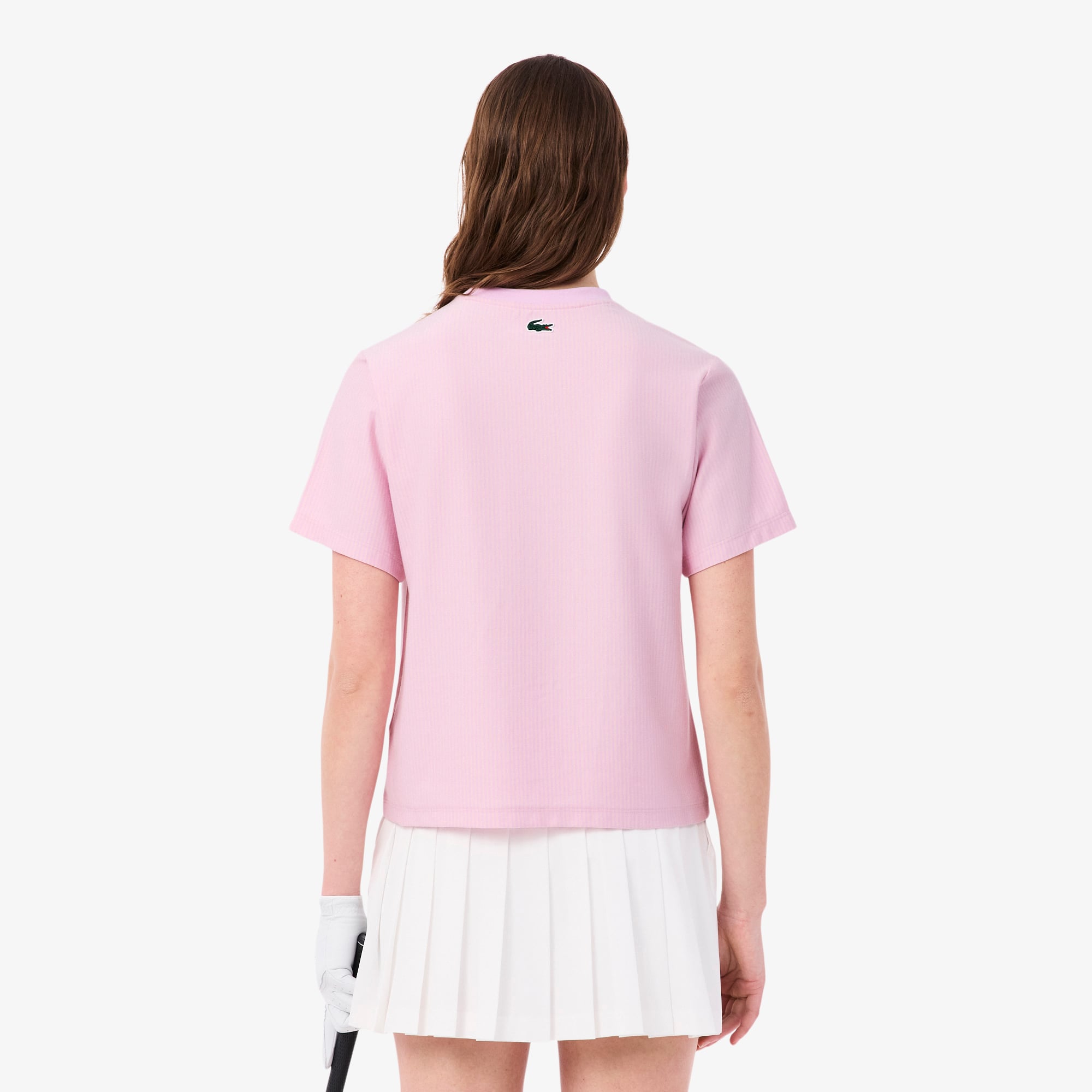 Áo Thun Golf Lacoste Nữ Dáng Suông Kẻ Sọc Công Nghệ Thoáng Khí