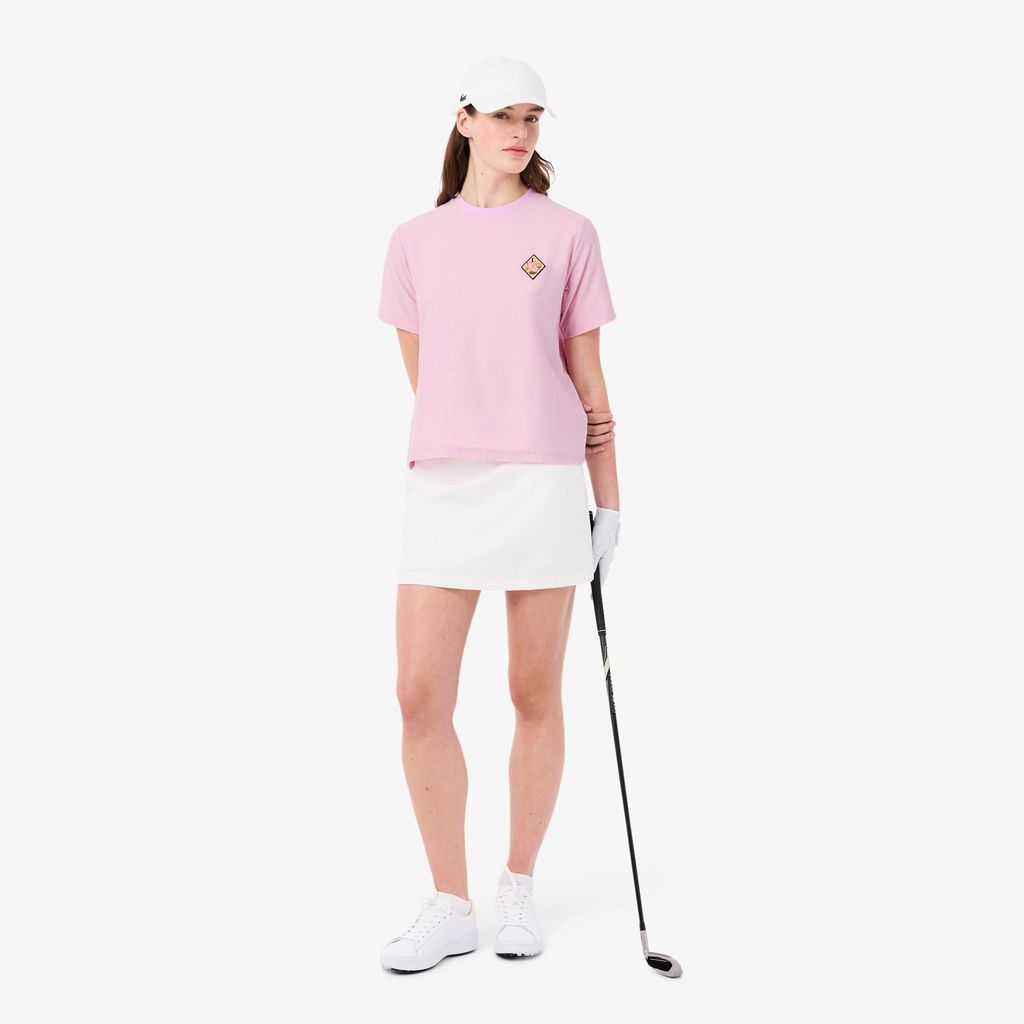 Áo Thun Golf Lacoste Nữ Dáng Suông Kẻ Sọc Công Nghệ Thoáng Khí