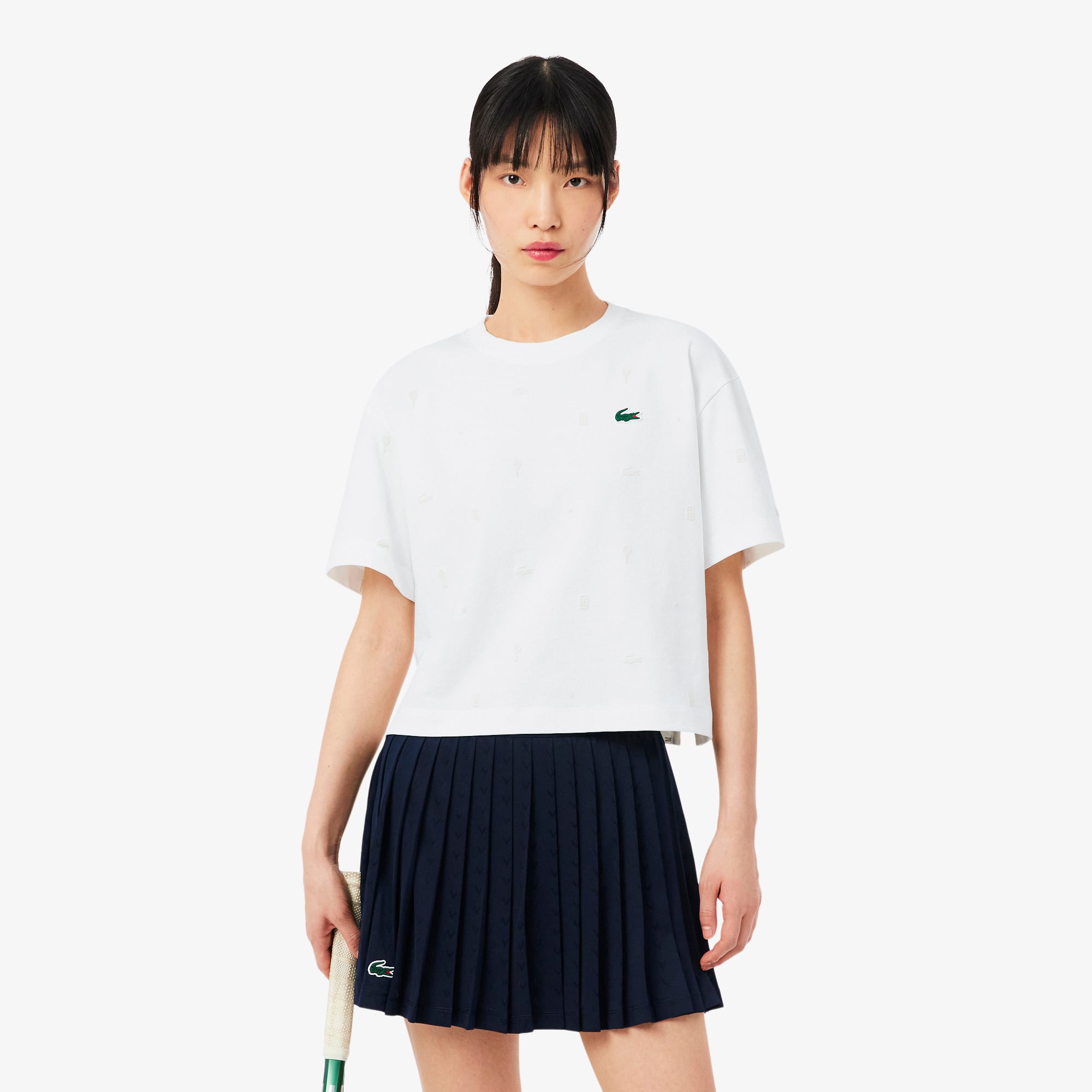 Áo Thun Tennis Lacoste Nữ Dáng Oversize Công Nghệ Thoáng Khí