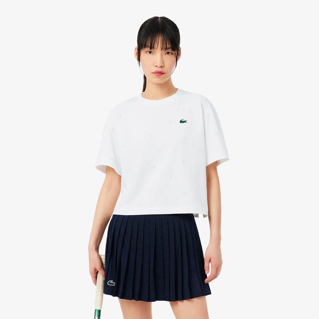 Áo Thun Tennis Lacoste Nữ Dáng Oversize Công Nghệ Thoáng Khí