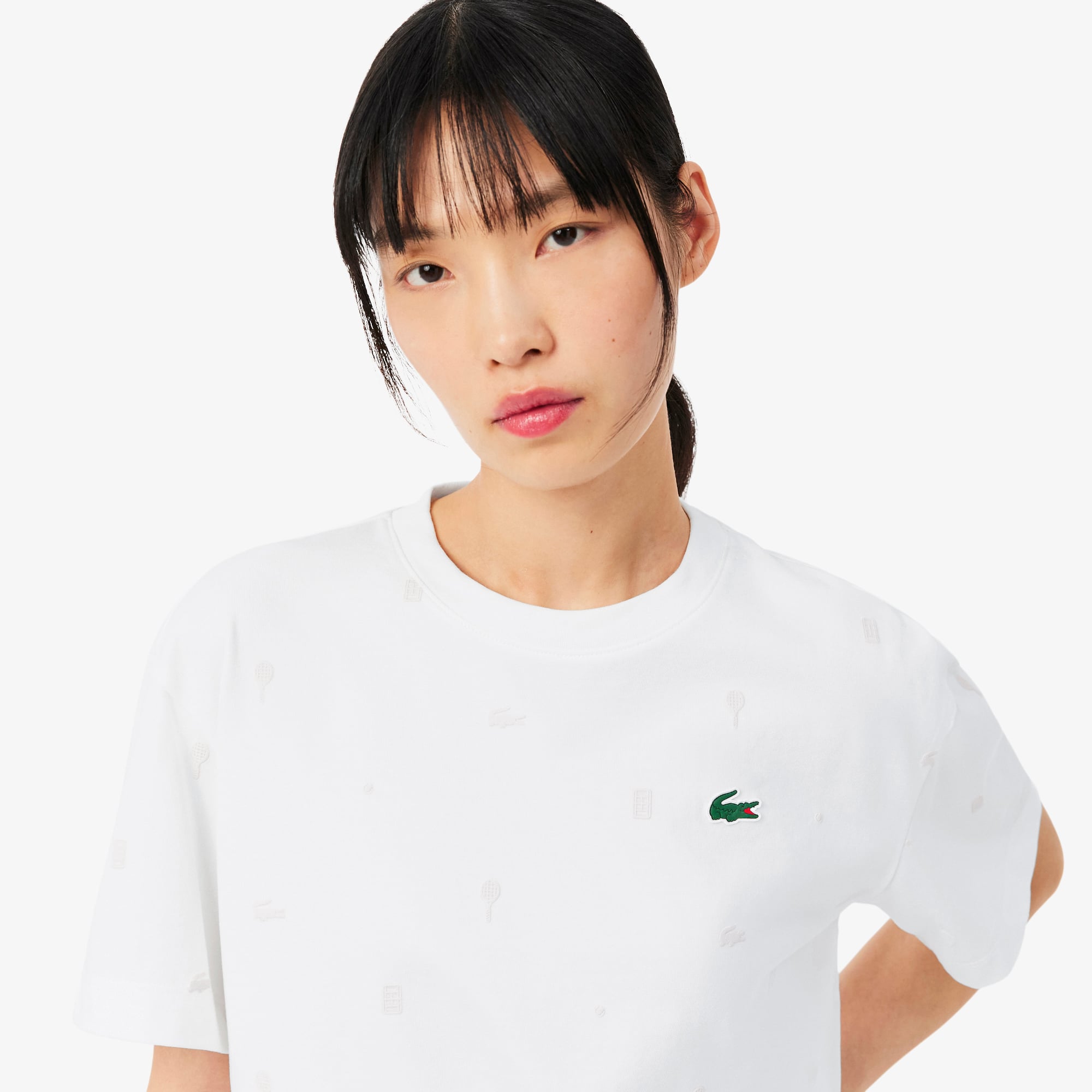 Áo Thun Tennis Lacoste Nữ Dáng Oversize Công Nghệ Thoáng Khí