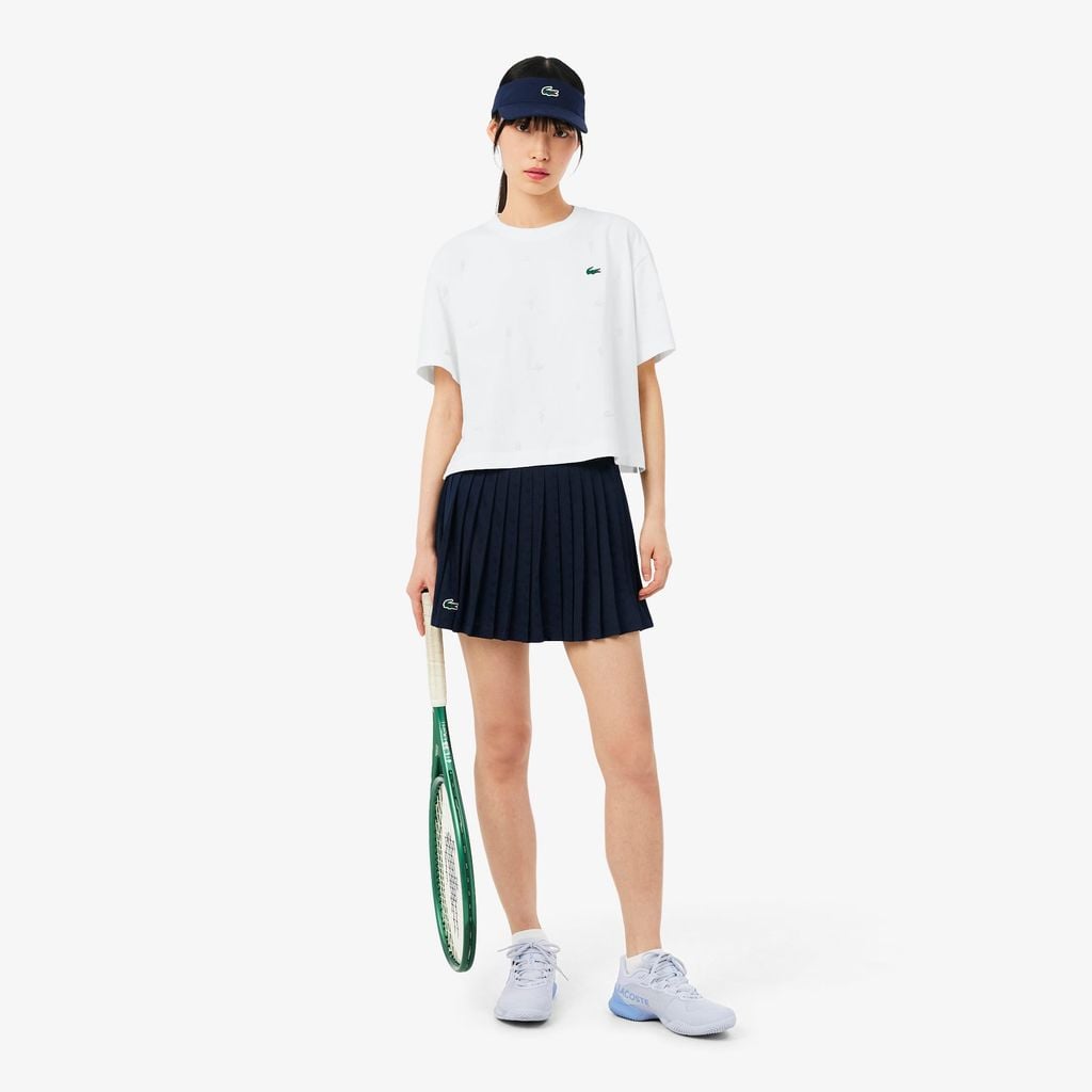 Áo Thun Tennis Lacoste Nữ Dáng Oversize Công Nghệ Thoáng Khí