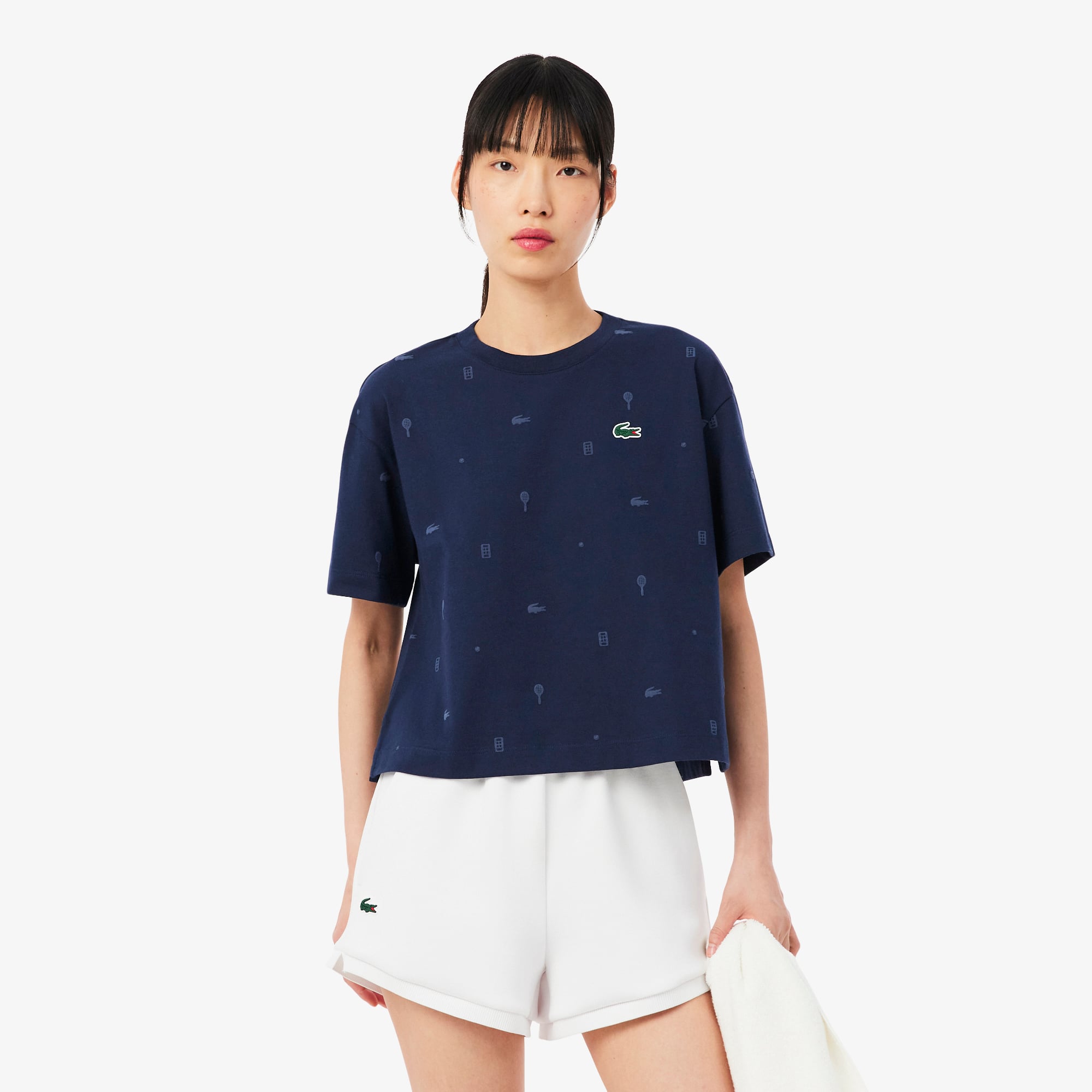 Áo Thun Tennis Lacoste Nữ Dáng Oversize Công Nghệ Thoáng Khí