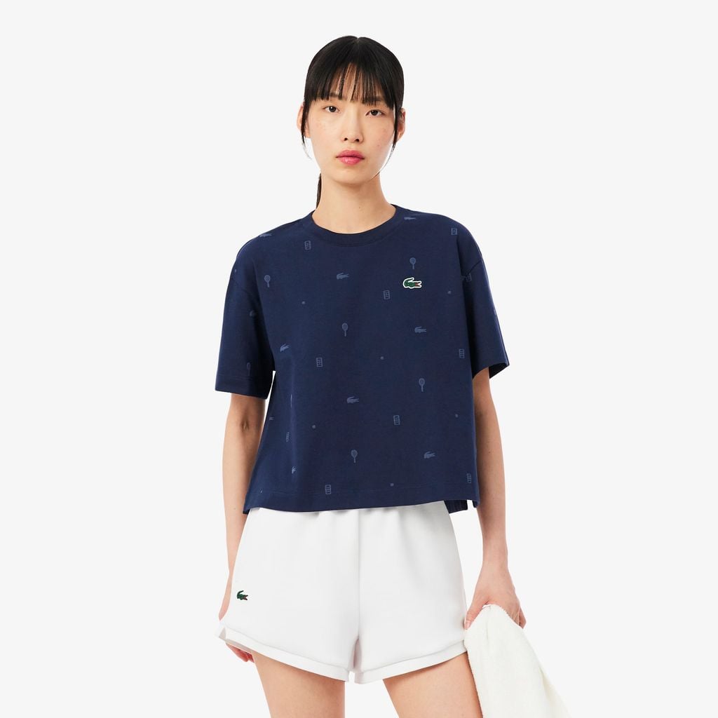 Áo Thun Tennis Lacoste Nữ Dáng Oversize Công Nghệ Thoáng Khí