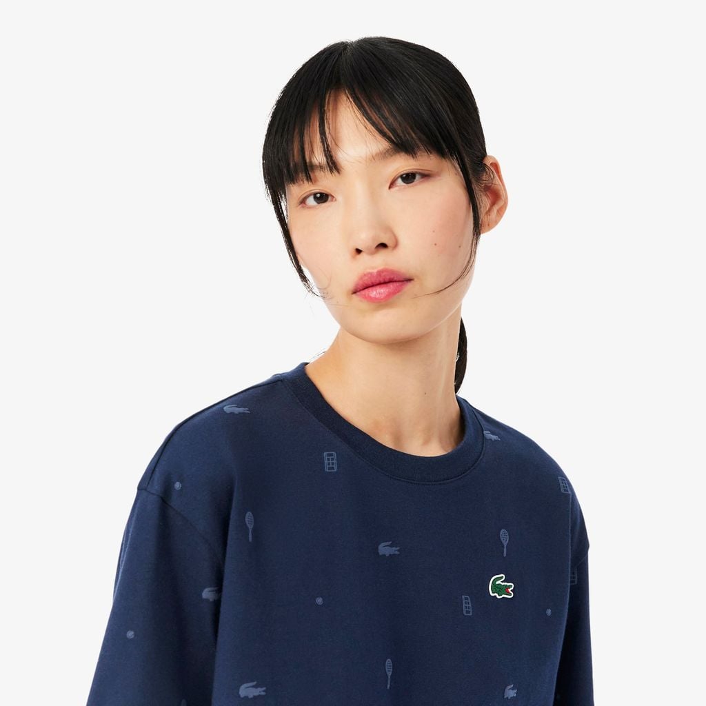 Áo Thun Tennis Lacoste Nữ Dáng Oversize Công Nghệ Thoáng Khí