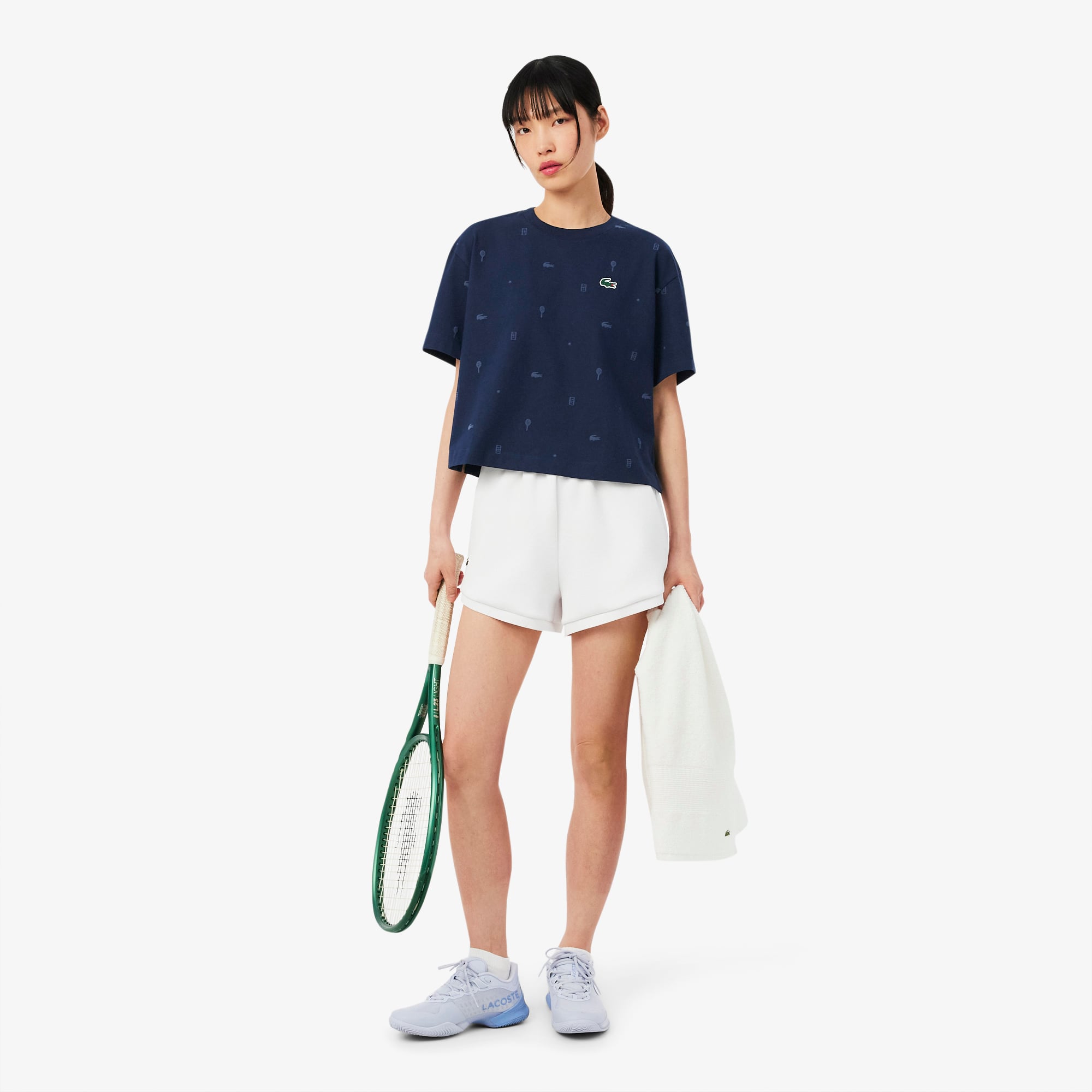 Áo Thun Tennis Lacoste Nữ Dáng Oversize Công Nghệ Thoáng Khí