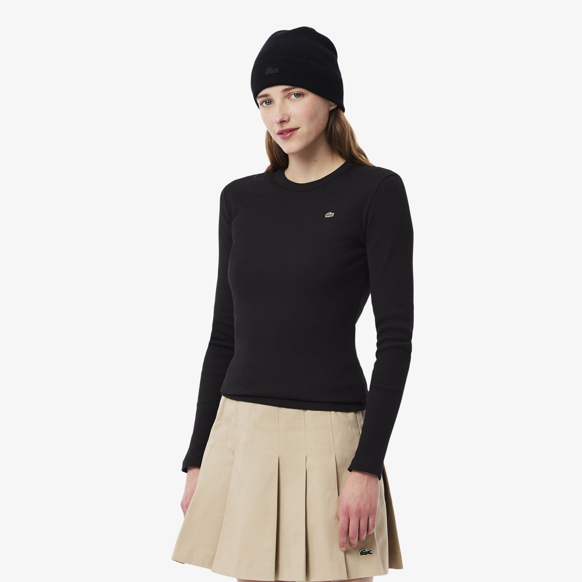 Áo Thun Lacoste Nữ Ôm Dáng Chất Liệu Cotton Gân