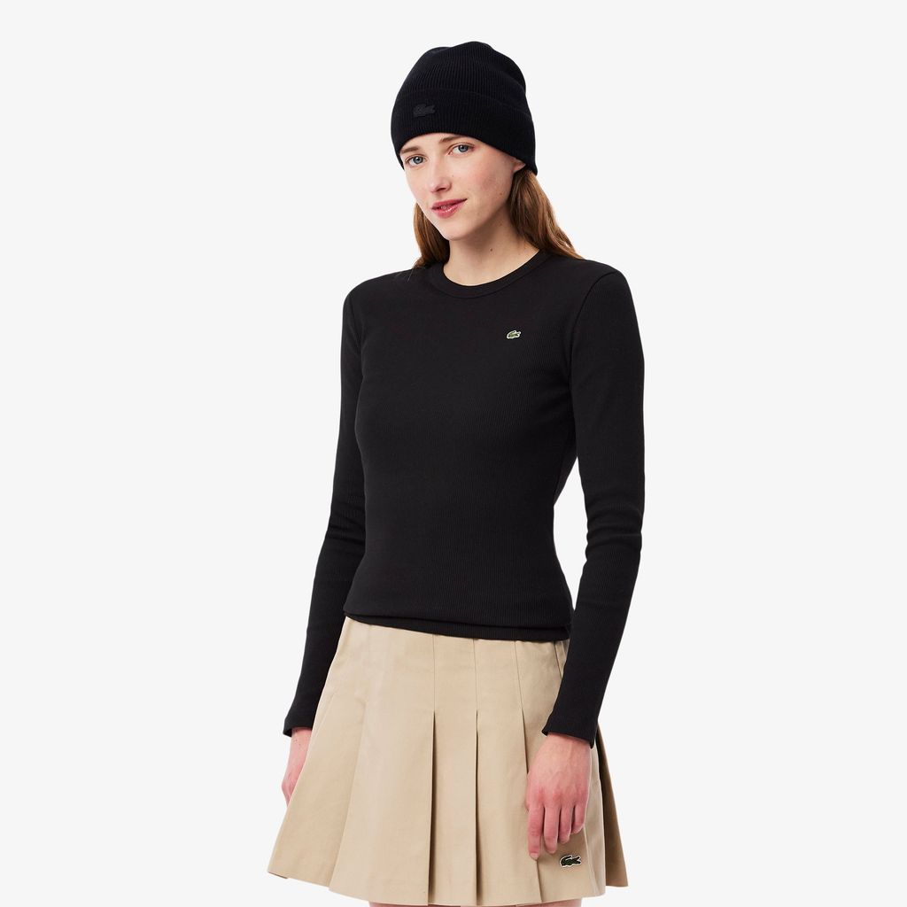 Áo Thun Lacoste Nữ Ôm Dáng Chất Liệu Cotton Gân