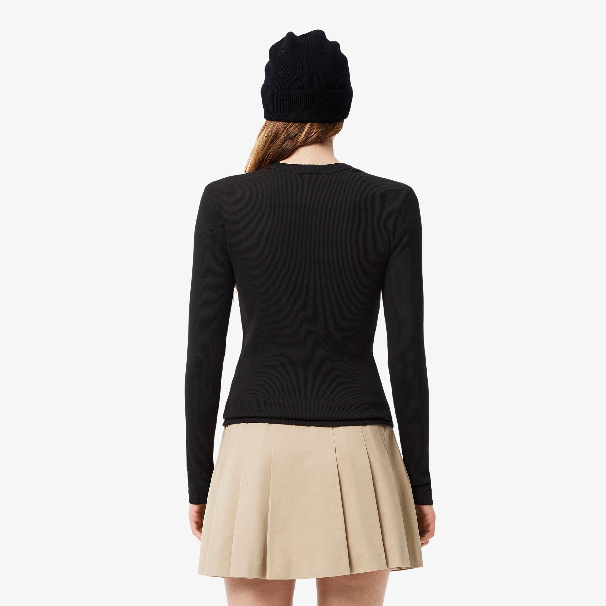 Áo Thun Lacoste Nữ Ôm Dáng Chất Liệu Cotton Gân