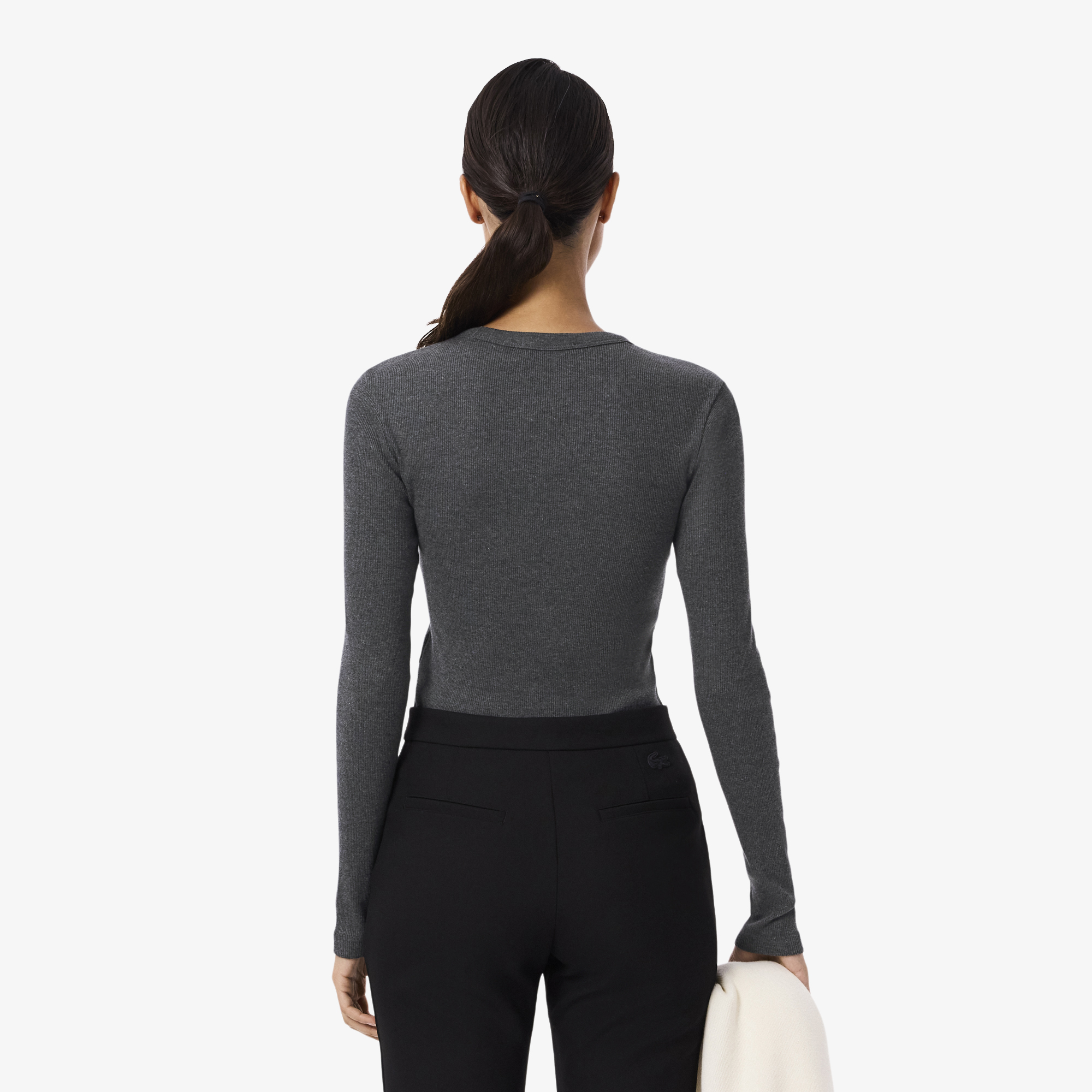 Áo Thun Lacoste Nữ Ôm Dáng Chất Liệu Cotton Gân