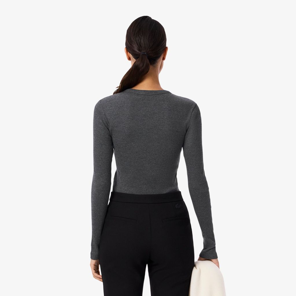 Áo Thun Lacoste Nữ Ôm Dáng Chất Liệu Cotton Gân