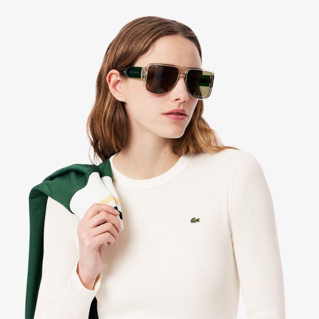 Áo Thun Lacoste Nữ Ôm Dáng Chất Liệu Cotton Gân