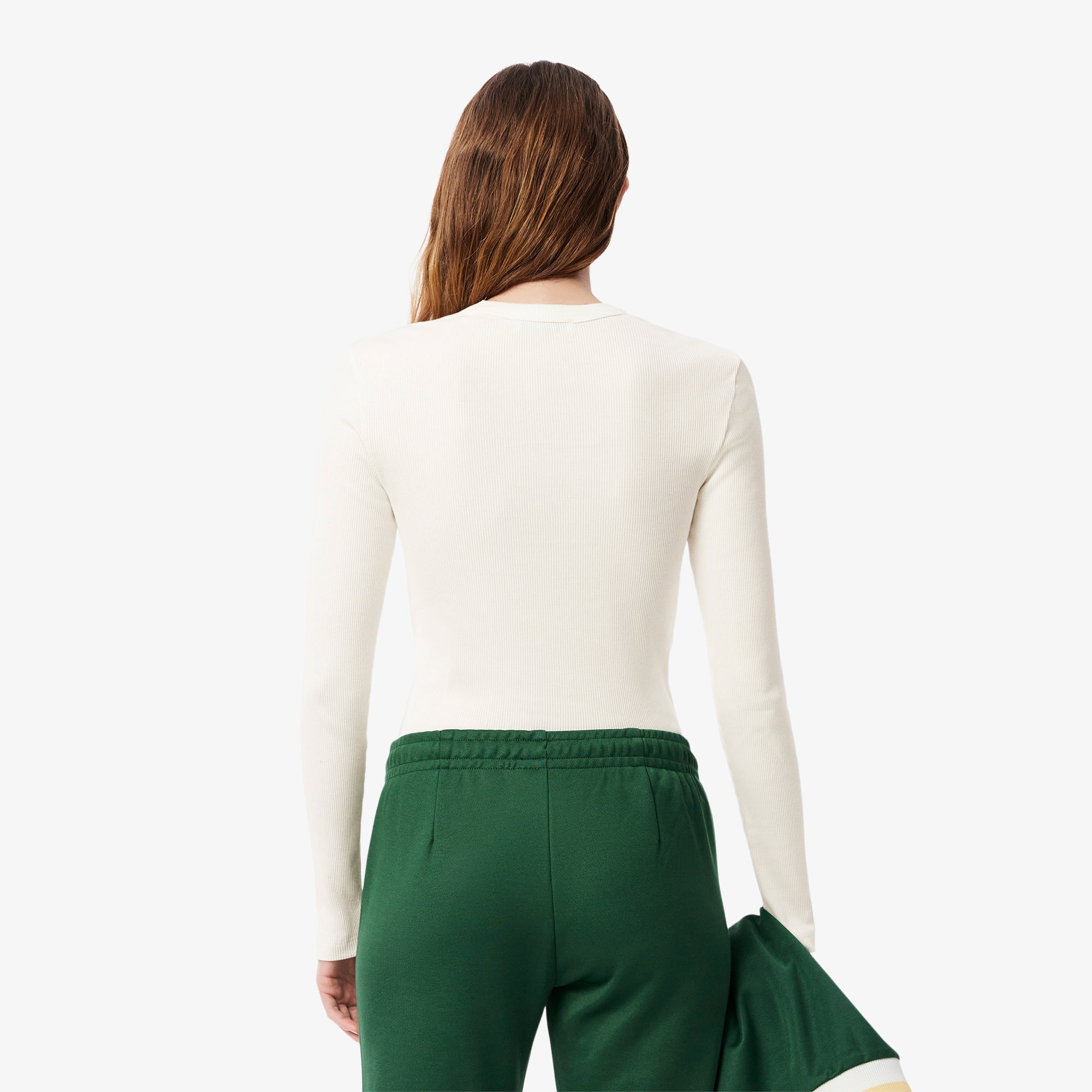 Áo Thun Lacoste Nữ Ôm Dáng Chất Liệu Cotton Gân