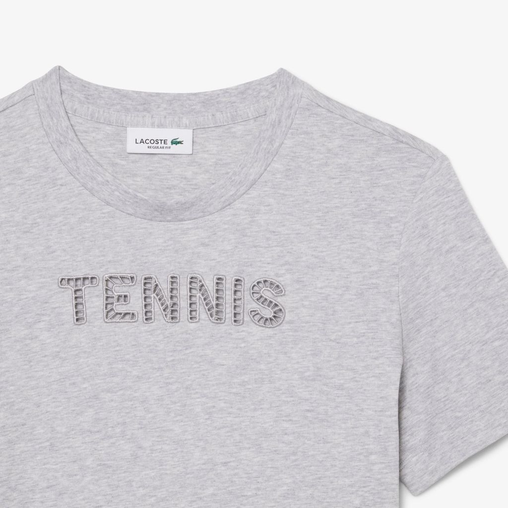Áo Thun Tennis Lacoste Nữ Dáng Suông Họa Tiết Thêu